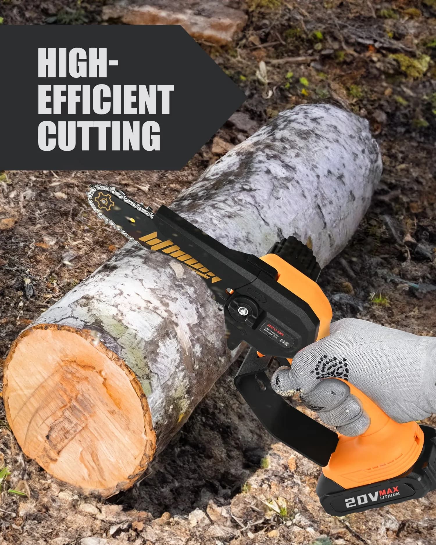 Innovative Chainsaw with Battery, Tool-Less Chain Tensioning, Mini 6-inch - Model 6604E6