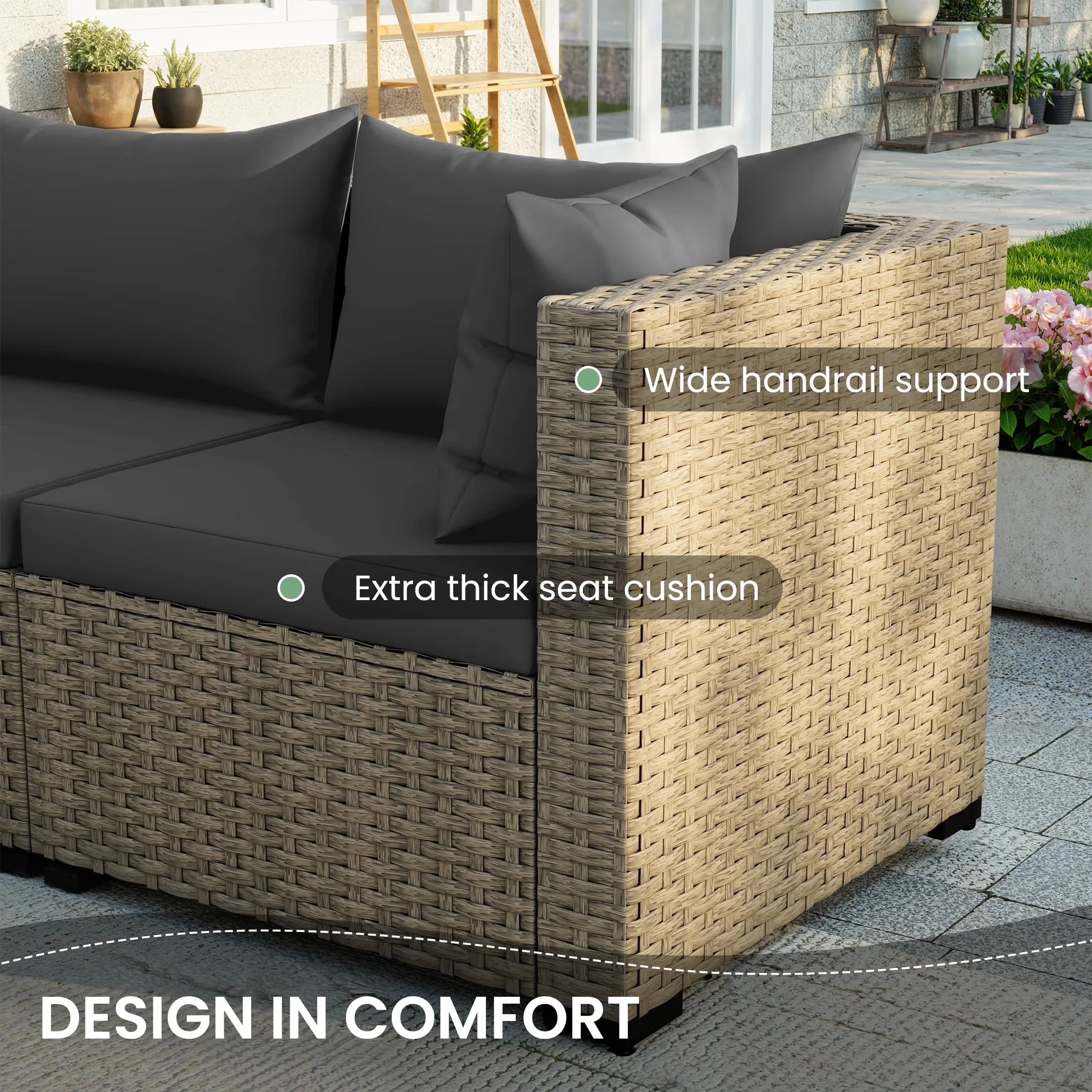 Sleek Patio Conversation Set with Weatherproof, Furniture - Pe Wicker Rattan Model 47C493