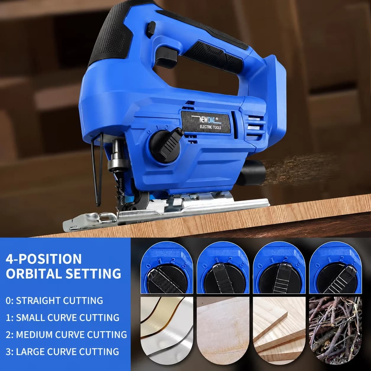 Efficient Power Saw with Battery, LED, Cordless Jig Variable Speed - 2500SPM Model 2F11AB