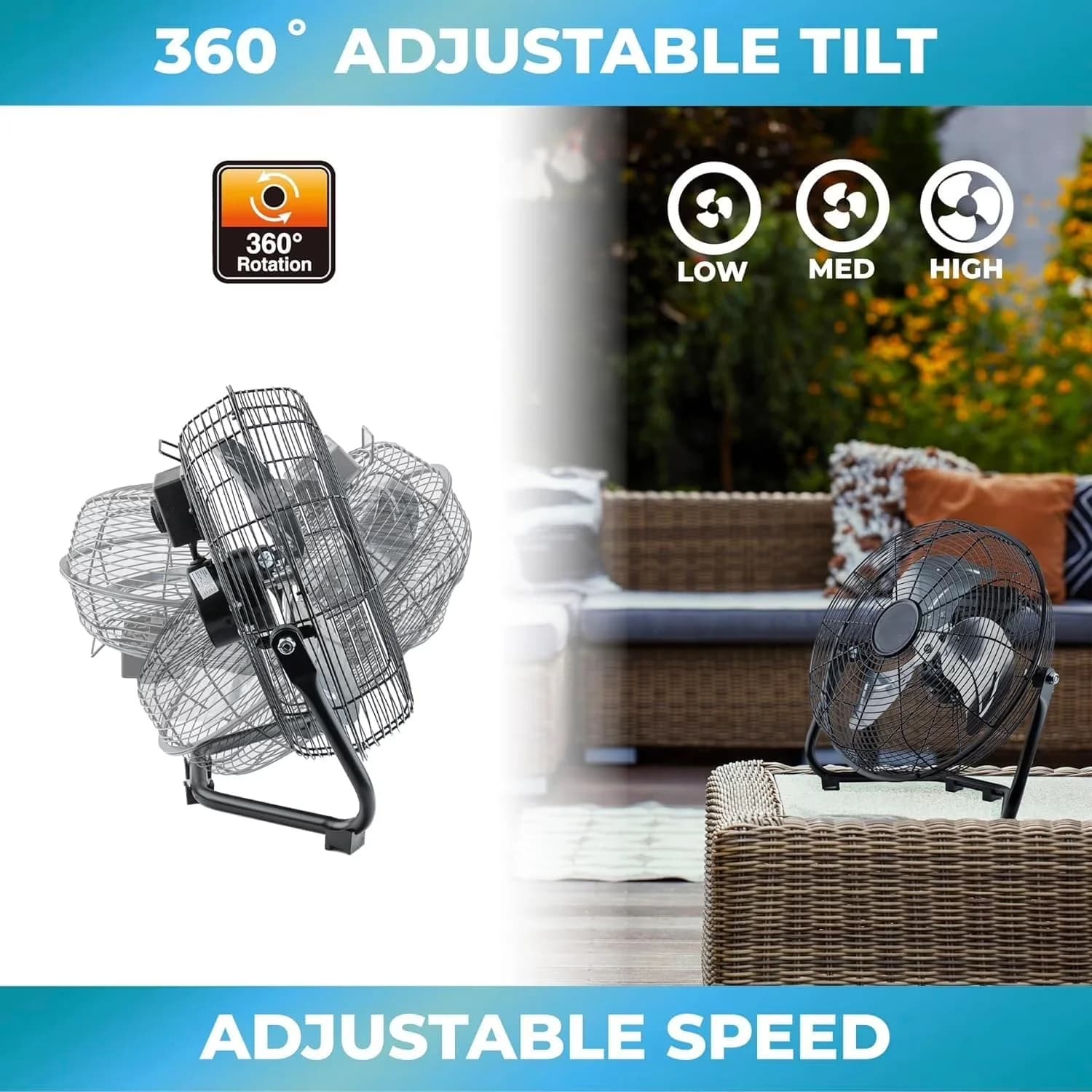 Premium Fans In Cooling with Tilt Mechanism, Carry Handle - Metal Black Model 492E31