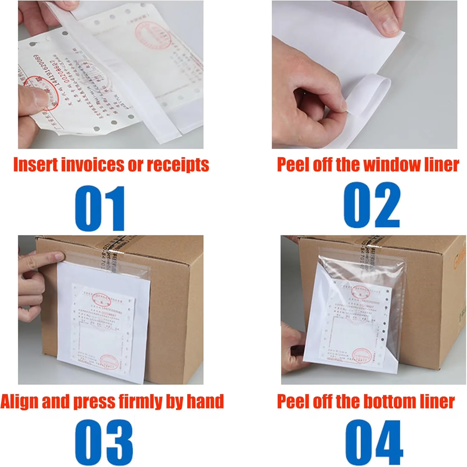 Efficient Moving with 100 Pack Clear Packing Slip Pouches, Adhesive - Clear Model EA9B09