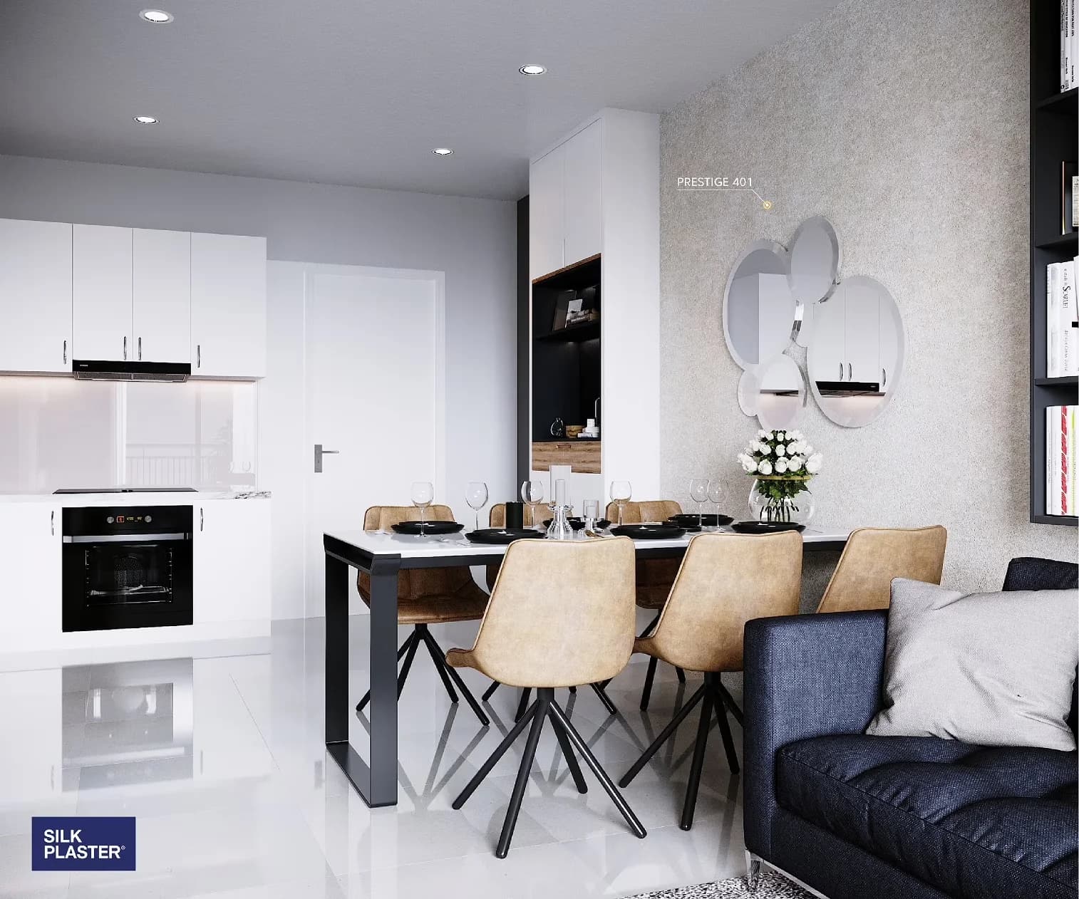 Wallpaper Wall Decals Wall Covering Quality with Stain Resistant, Prestige 401, Liquid - Gray Silk, Cellulose Model F6A385