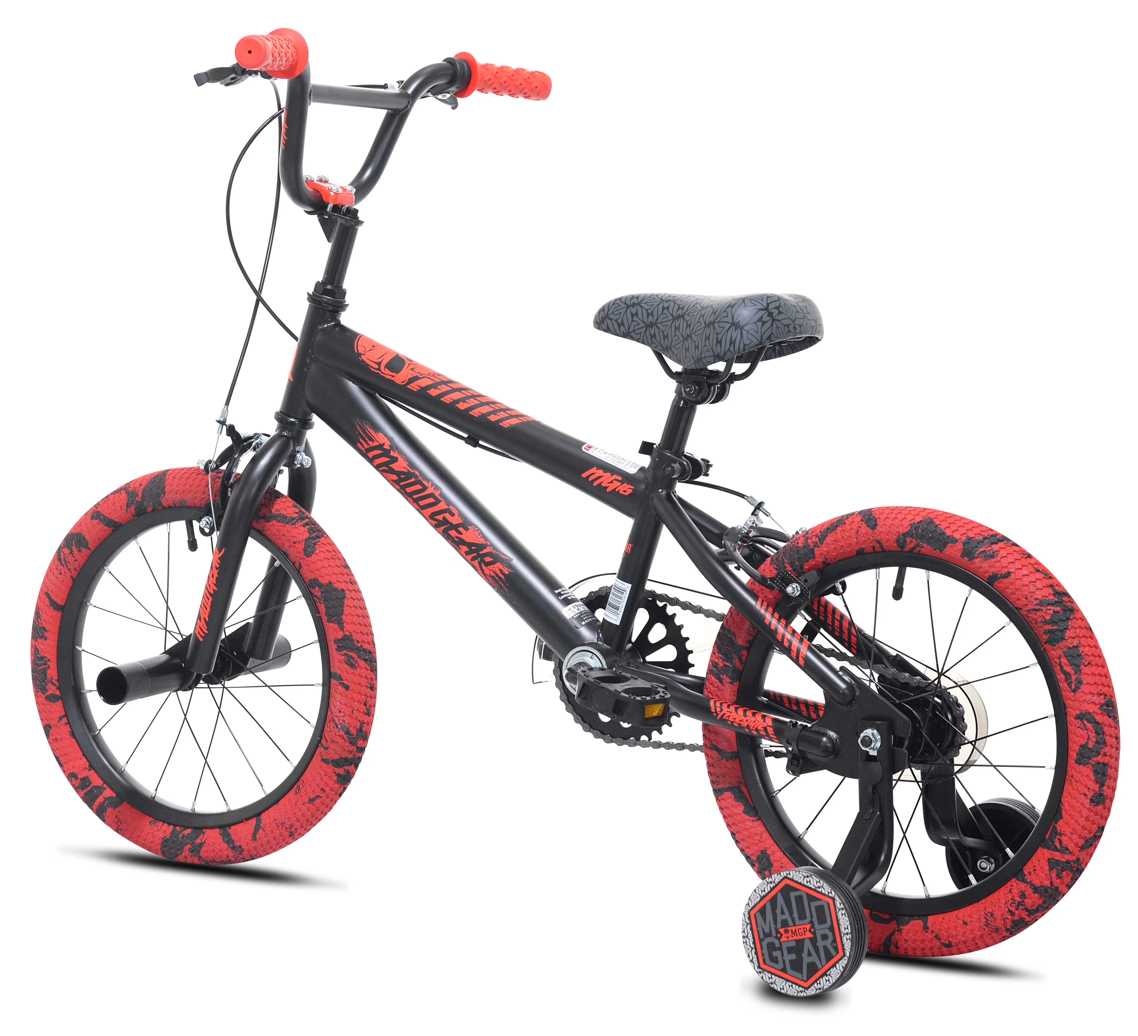 Premium Kids Bike with Adjustable Seat Height, Four Bolt Stem, 16" Boys MaddGear - Red Model D47530