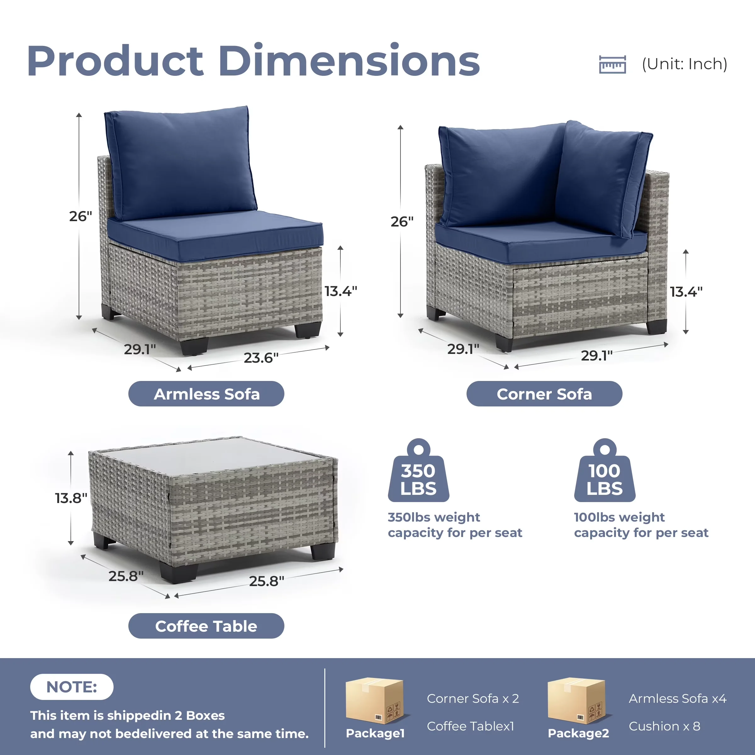 Efficient Outdoor Sofas Sectional with Waterproof, Traditional - Metal Blue Model C29EE4