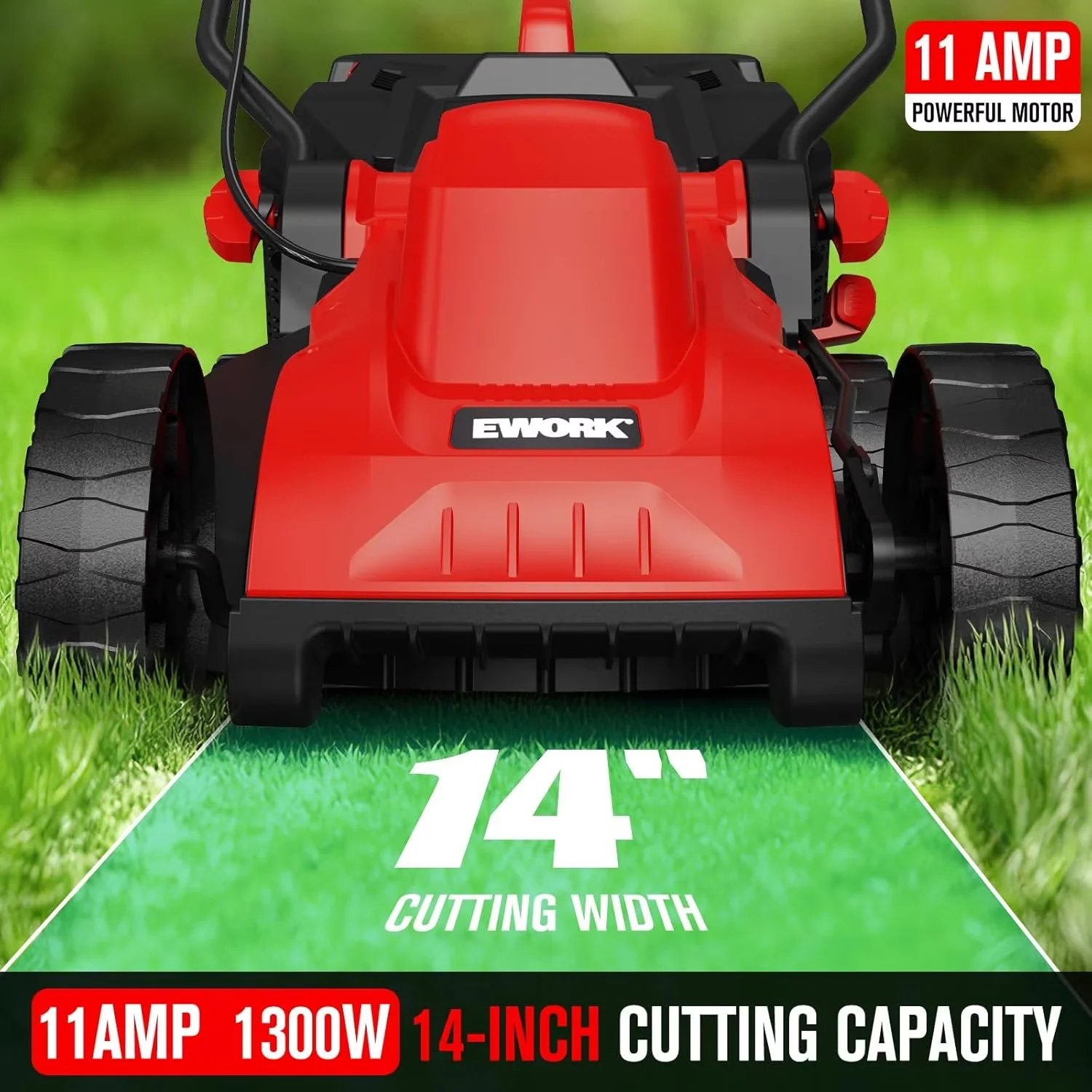 Innovative Push Mower with Folding Handle, Bagger, Corded Electric Lawn 14-Inch - Black Model 3D7778
