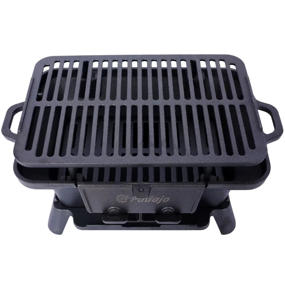 Premium Flat Top Grill with Portable, Portable Cast Iron, Enameled Outdoor Charcoal - Black Iron Model 7813F0