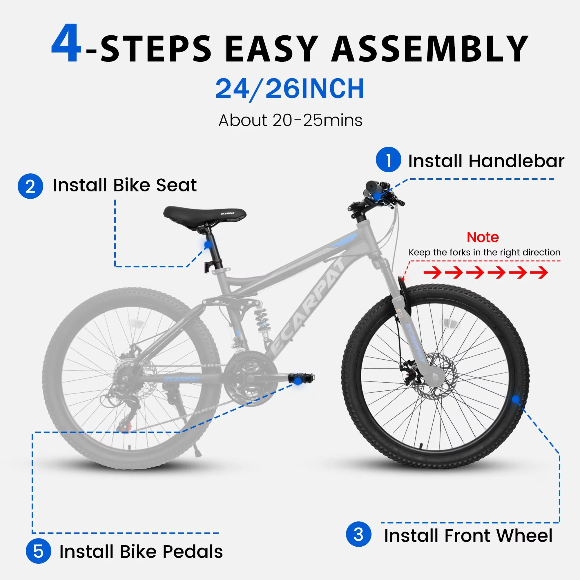 Compact Mountain Bike with Adjustable Height, Adjustable Speed, 26 inch Bikes - Blue Model 8341A9