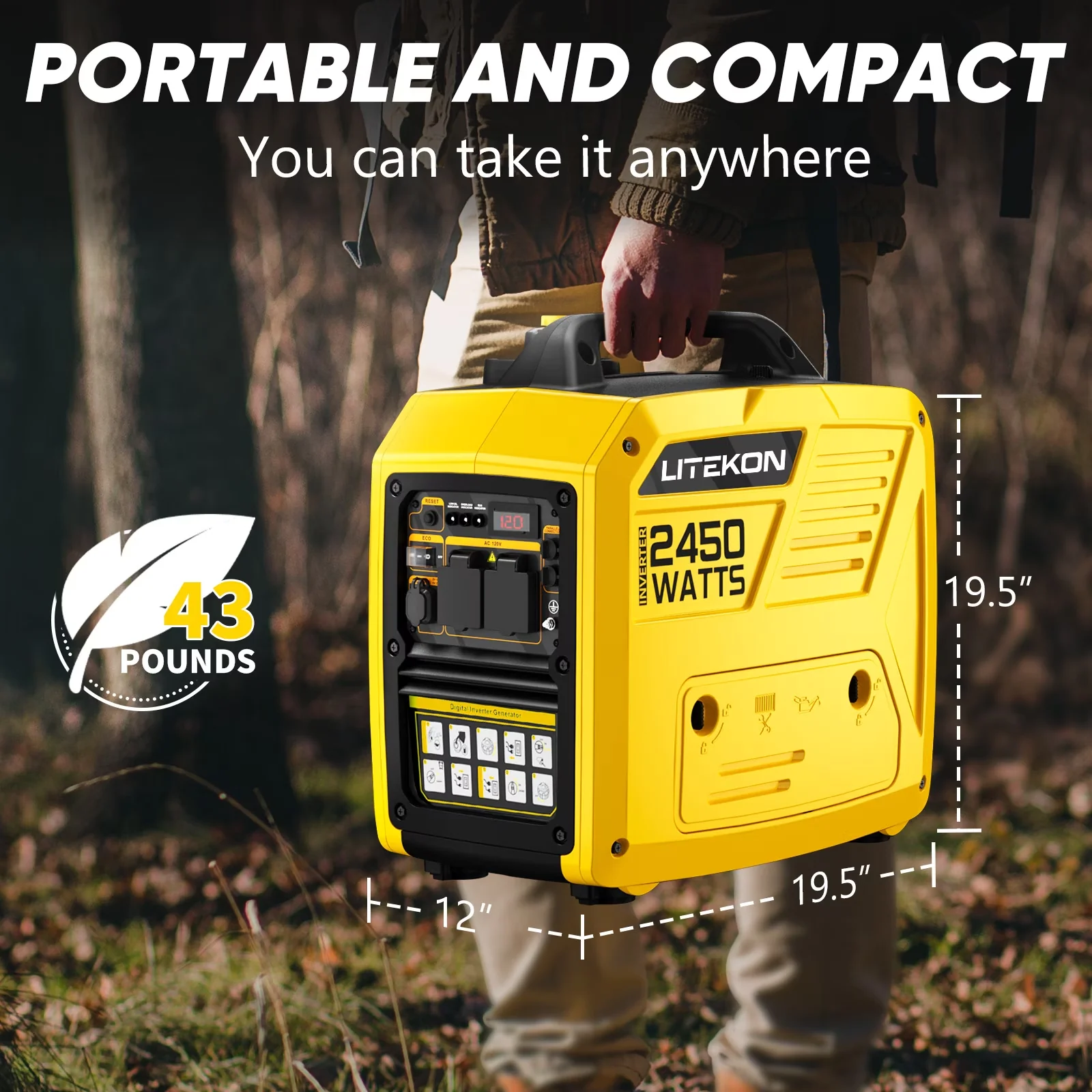 Essential Generator with 2450W, Low Oil Shutdown, Gas Powered for Camping, Home - Model 603BD4