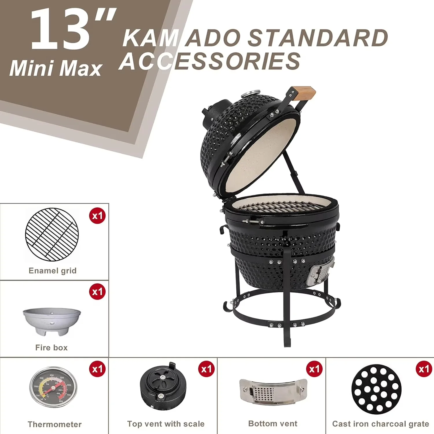 Innovative Smoker with Package Includes: 1 X Ceramic Grill - Ceramic Black Model 6EB2FC