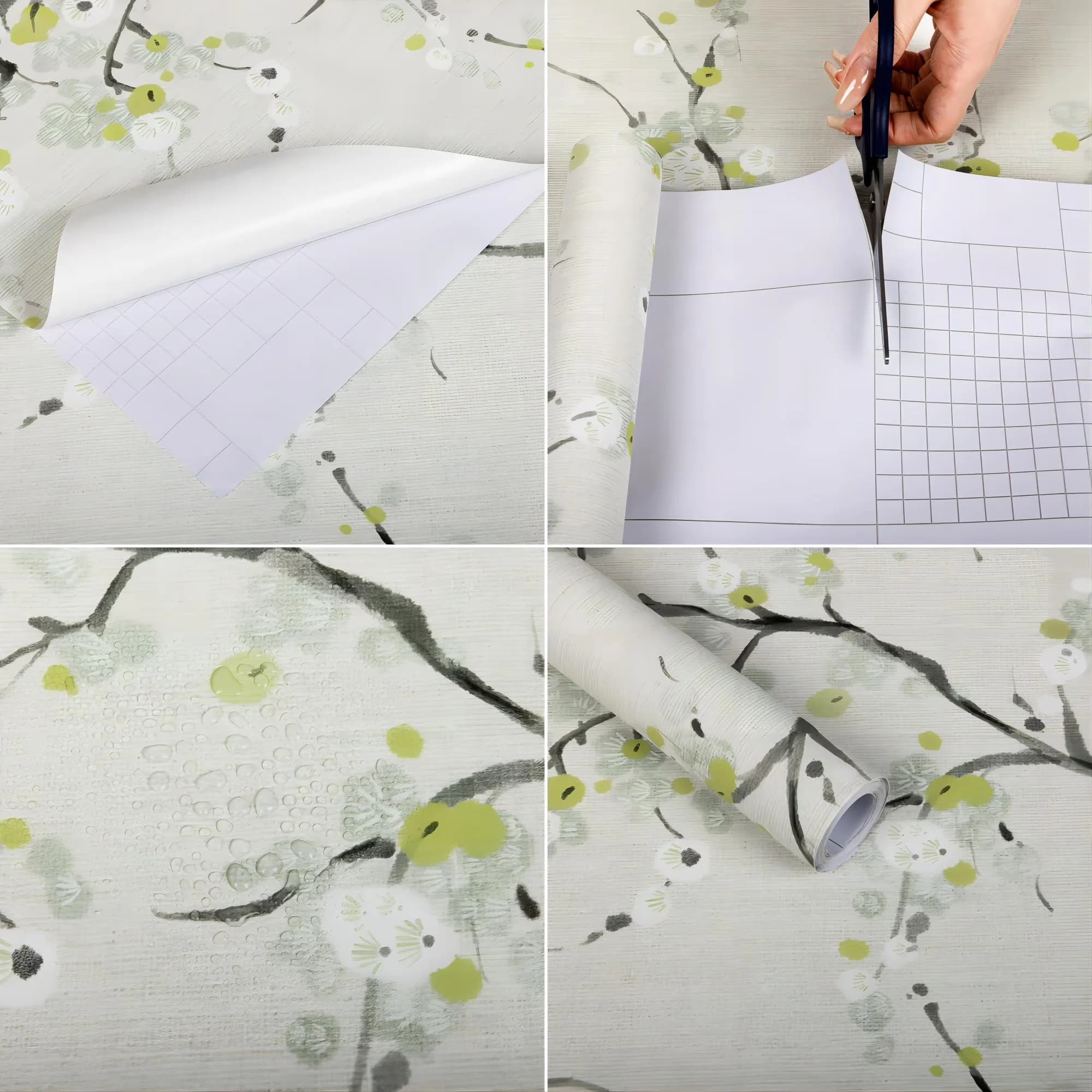 Essential Wallpaper with Removable, Durable, Waterproof - Pvc Beige Floral Model 88B28F
