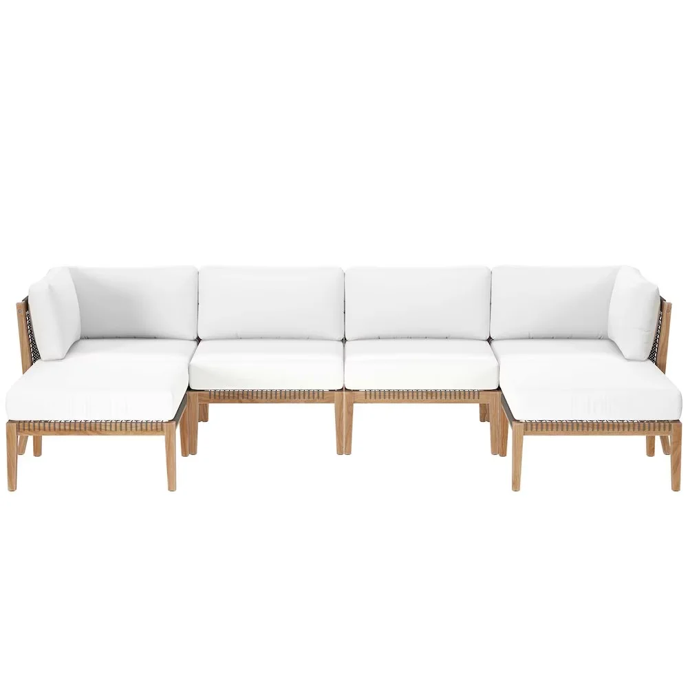 Versatile Outdoor Sofas Sectional with Removable Seat Cushion, Contemporary - Gray White Fabric Model E7AB72