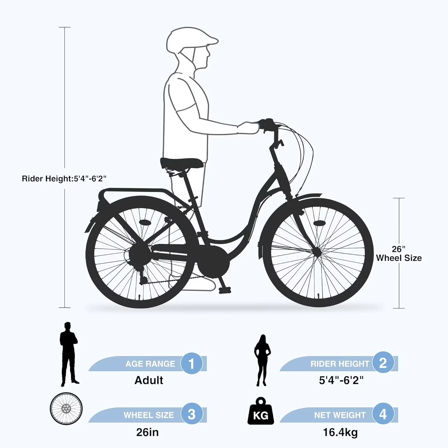 Stylish Road Bike with Adjustable Handlebar Height, Beach Cruiser - Beige Model B6C0EE