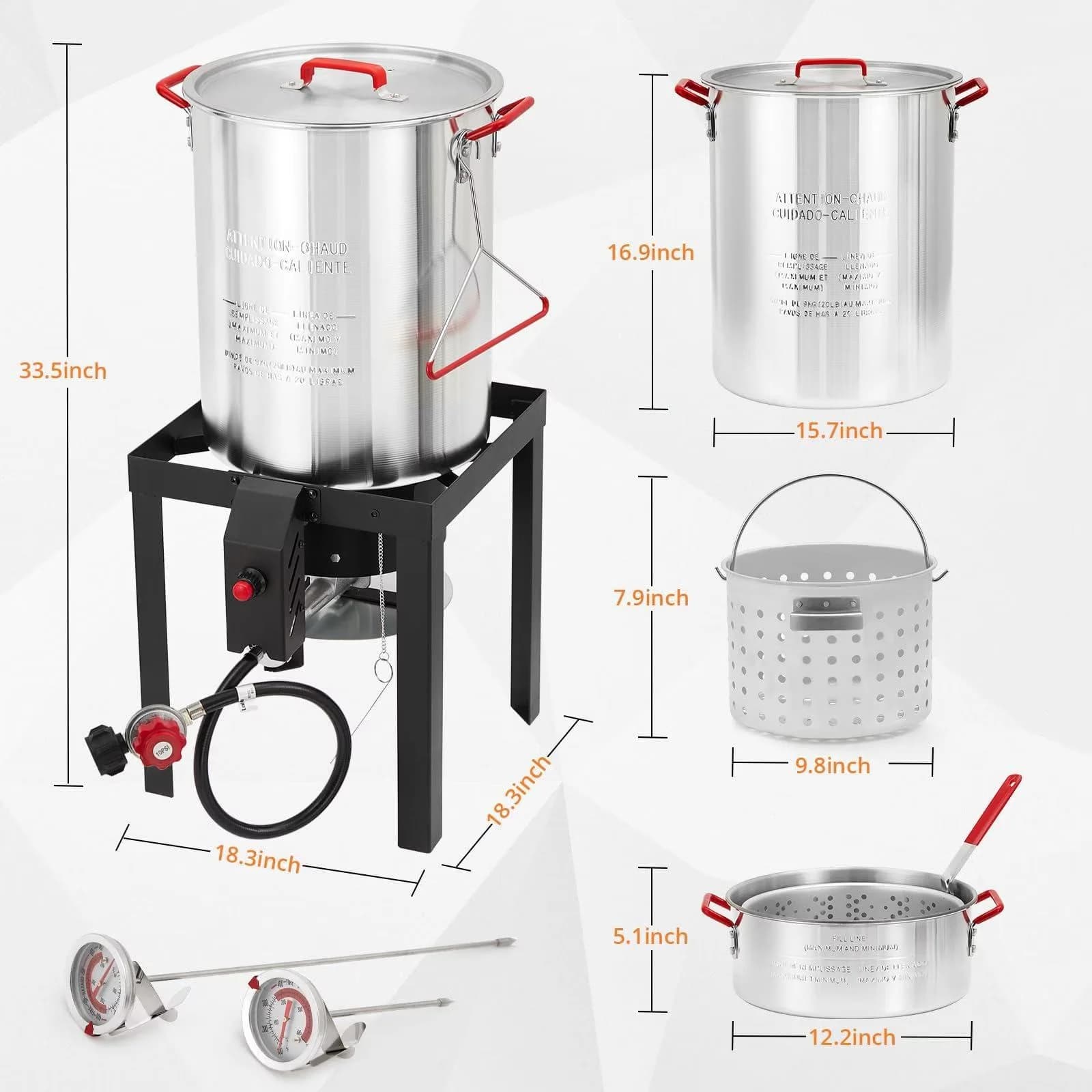 Sleek Outdoor Fryer with 30QT Propane Turkey & Seafood Kit - Essential Collection Model 479236