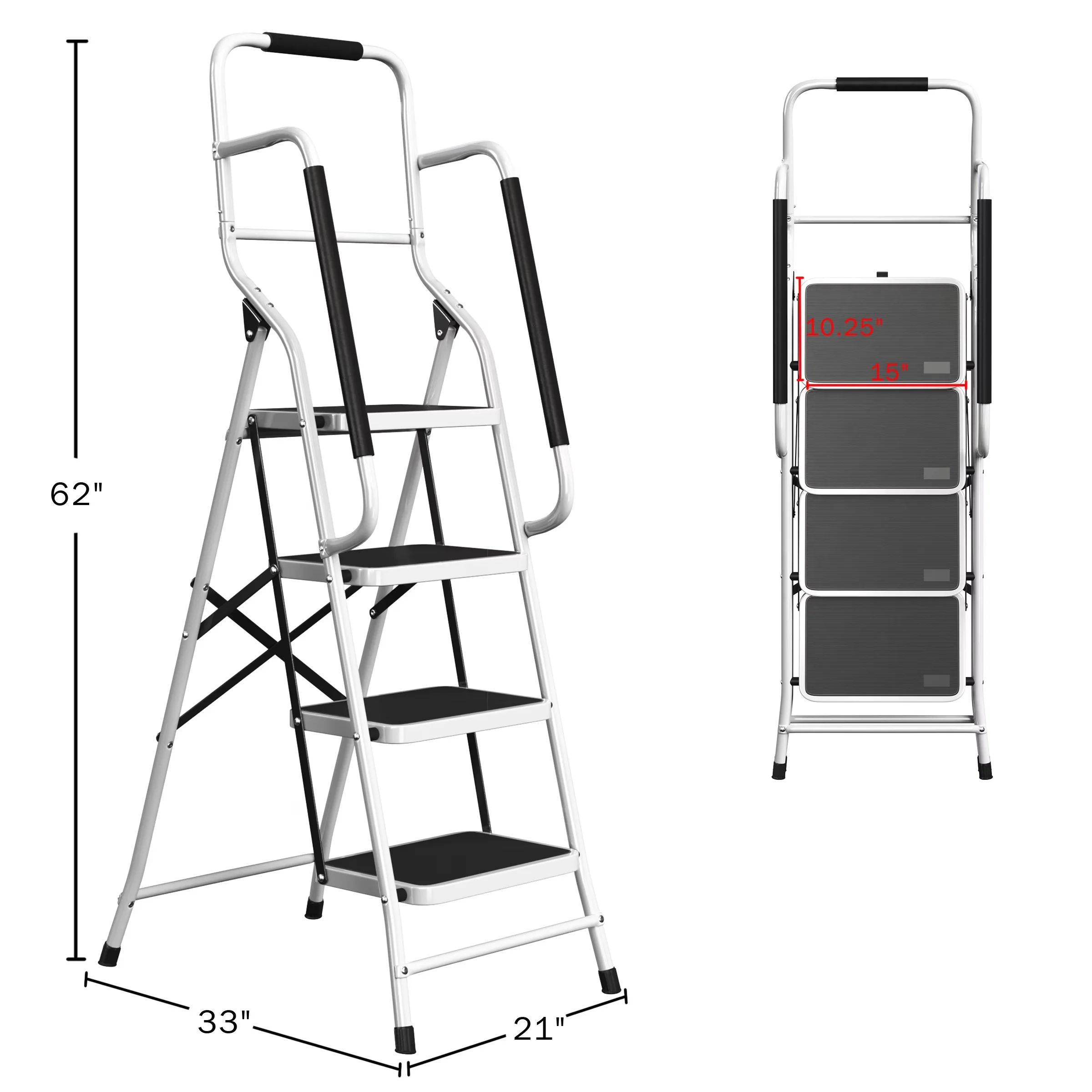 Ladders And Step Stool Innovative with Collapsible, 4-Step Home Heavy Duty Folding Ladder - Steel, Plastic White Model A0F923