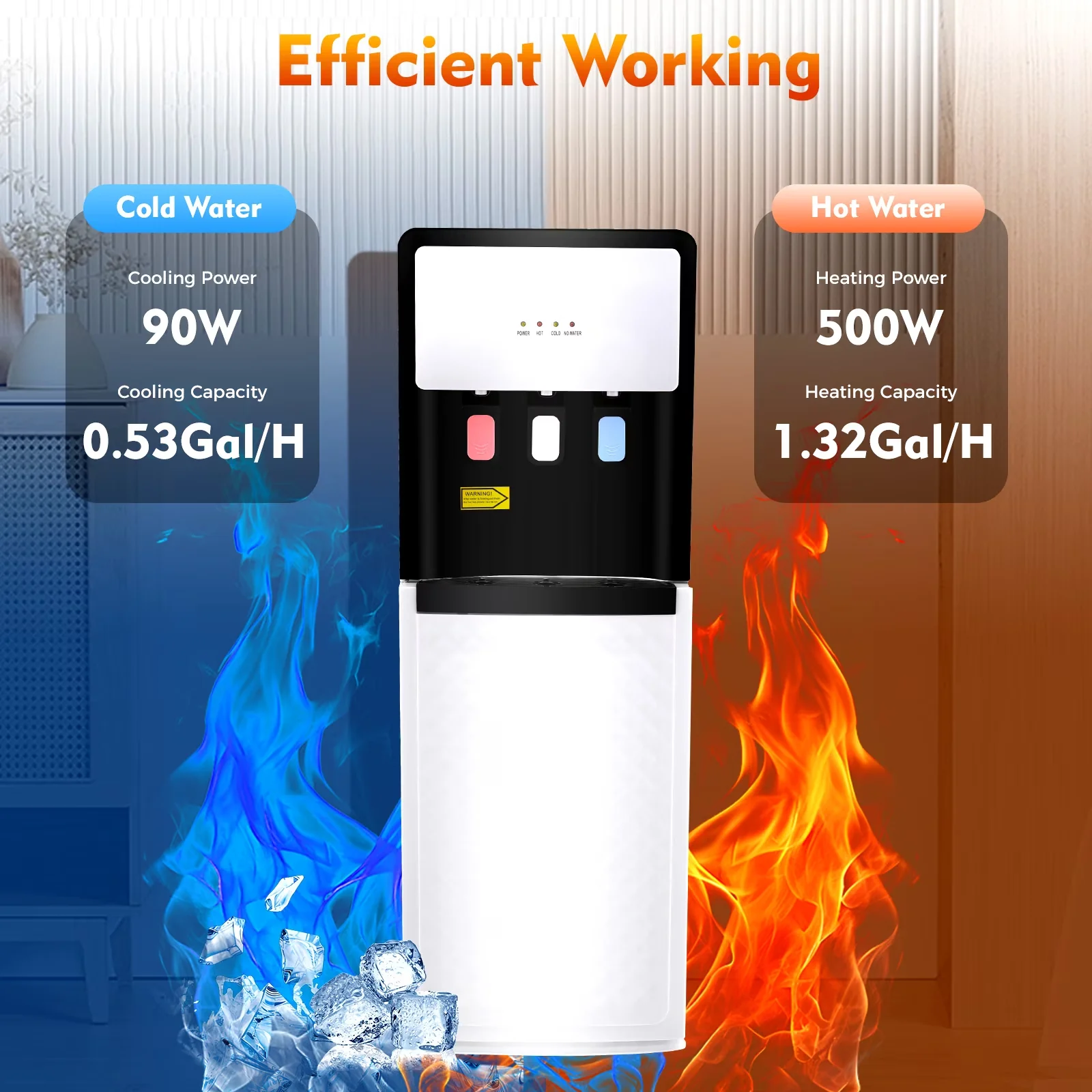Sleek Water Filtration with 110V, 110V Dispenser Bottom Loading Cooler - White Pp Model D6C22B