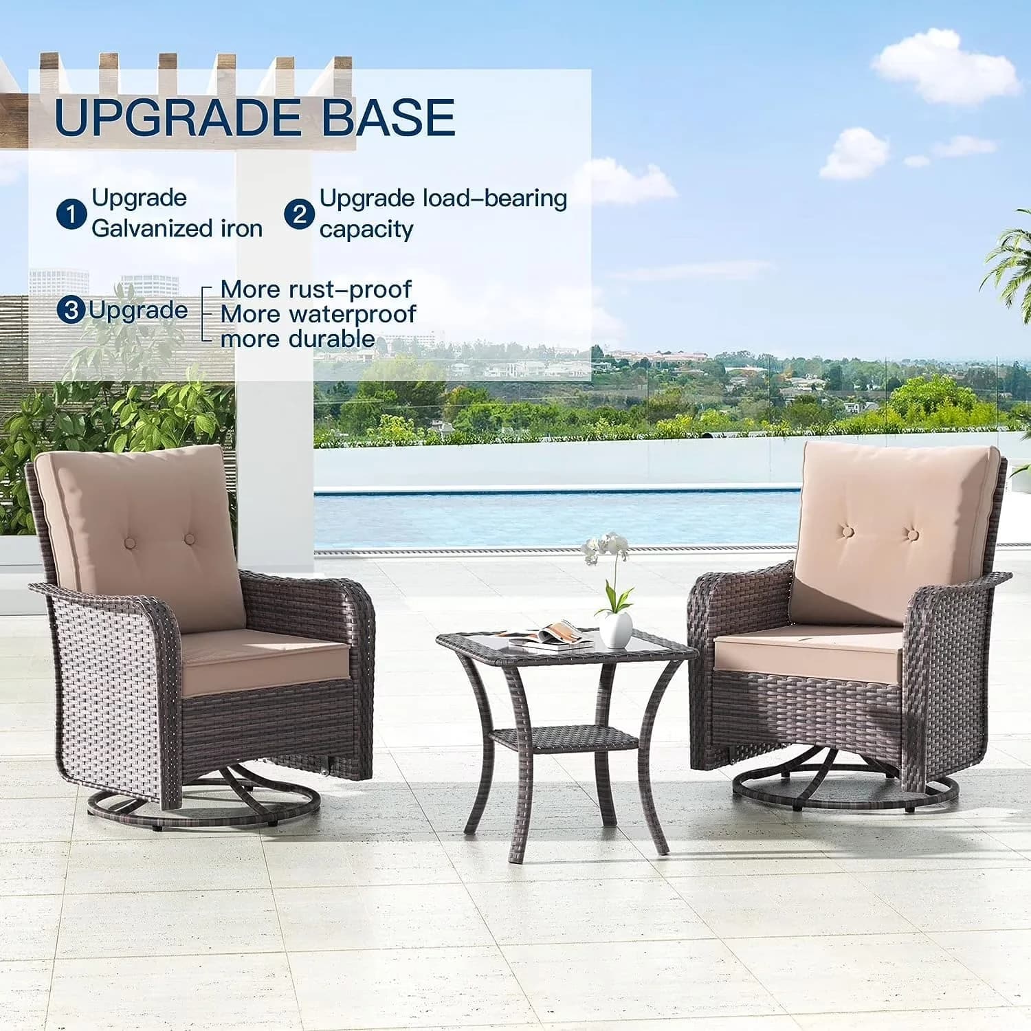 Quality Patio Chair with Sand - Pe Rattan Wicker, Wicker 13PCS - Compact and Portable Model 3A6ABA