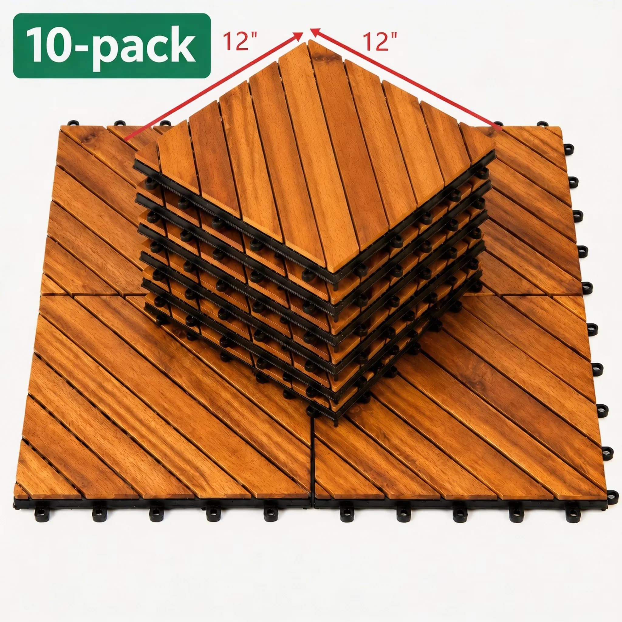 Versatile Building Material - Natural Acacia Wood Top Layer, Reinforced Polypropylene Base, Composite Outdoor Structure Model 99D7CB