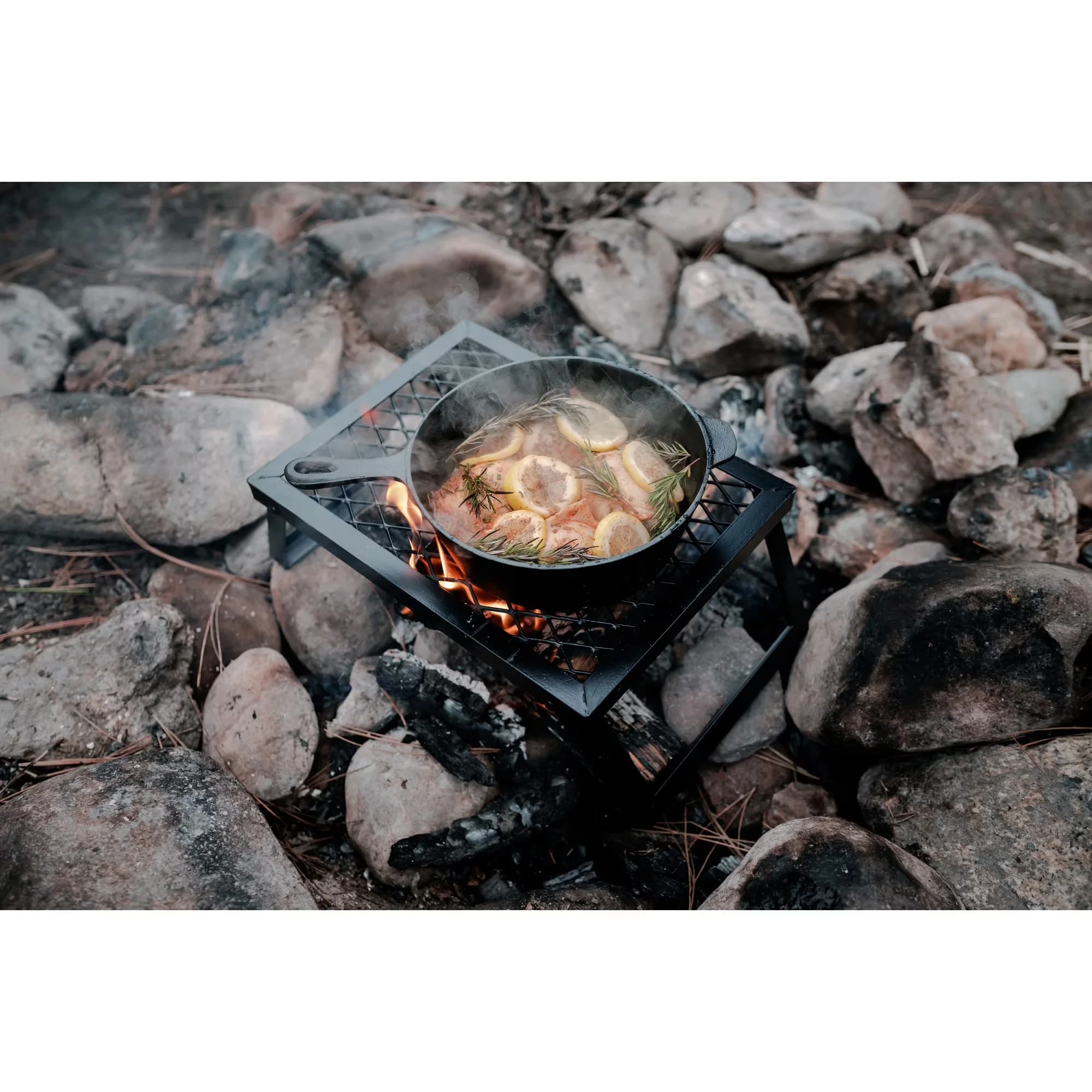 Flat Top Grill Efficient with Foldable, Heavy-Duty Camp - Black Steel - Durable Build Model ACF103