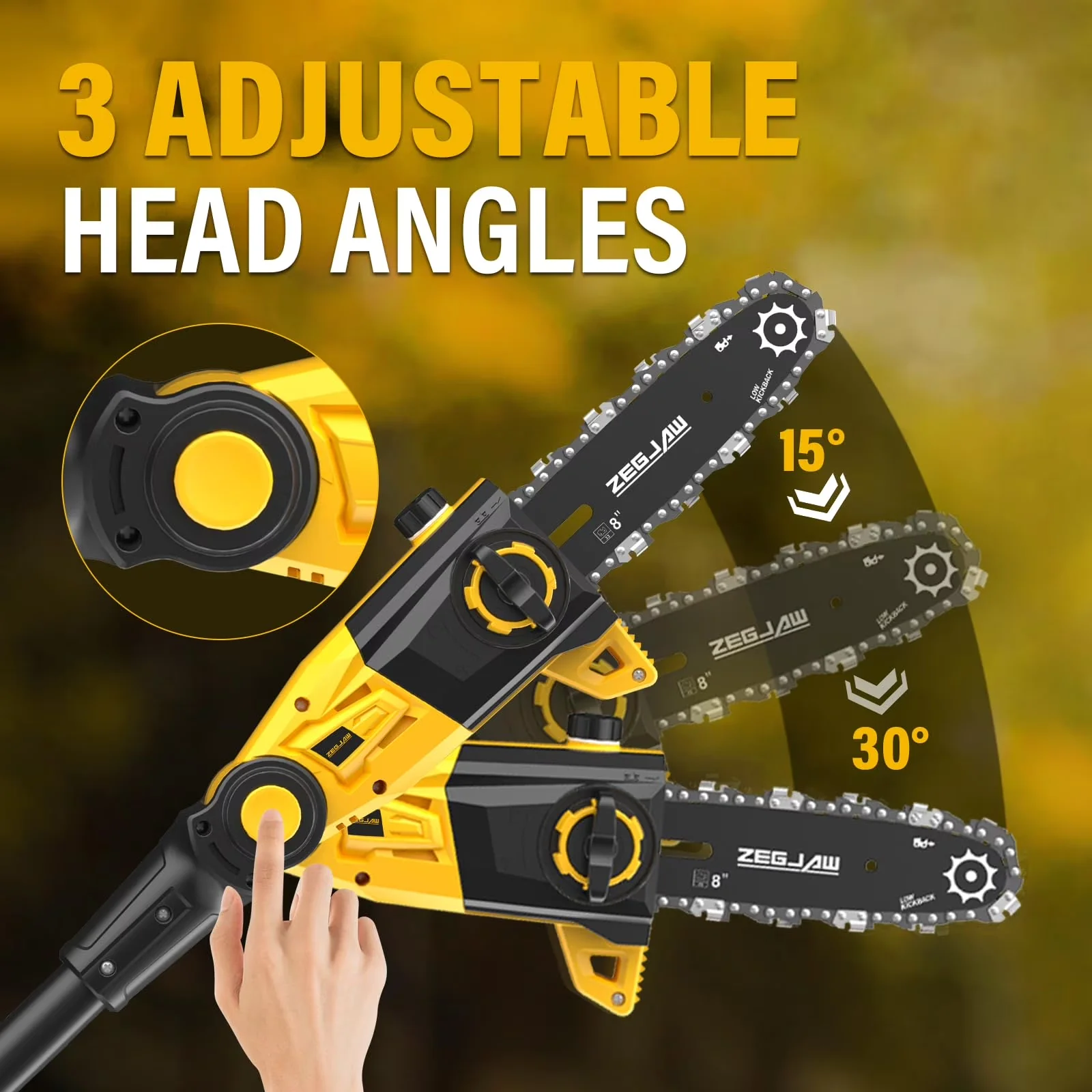 Pole Saw Durable with Battery, Automatic Chain Oiler, 8-Inch - 15-FT - Modern Design Model 50D19F