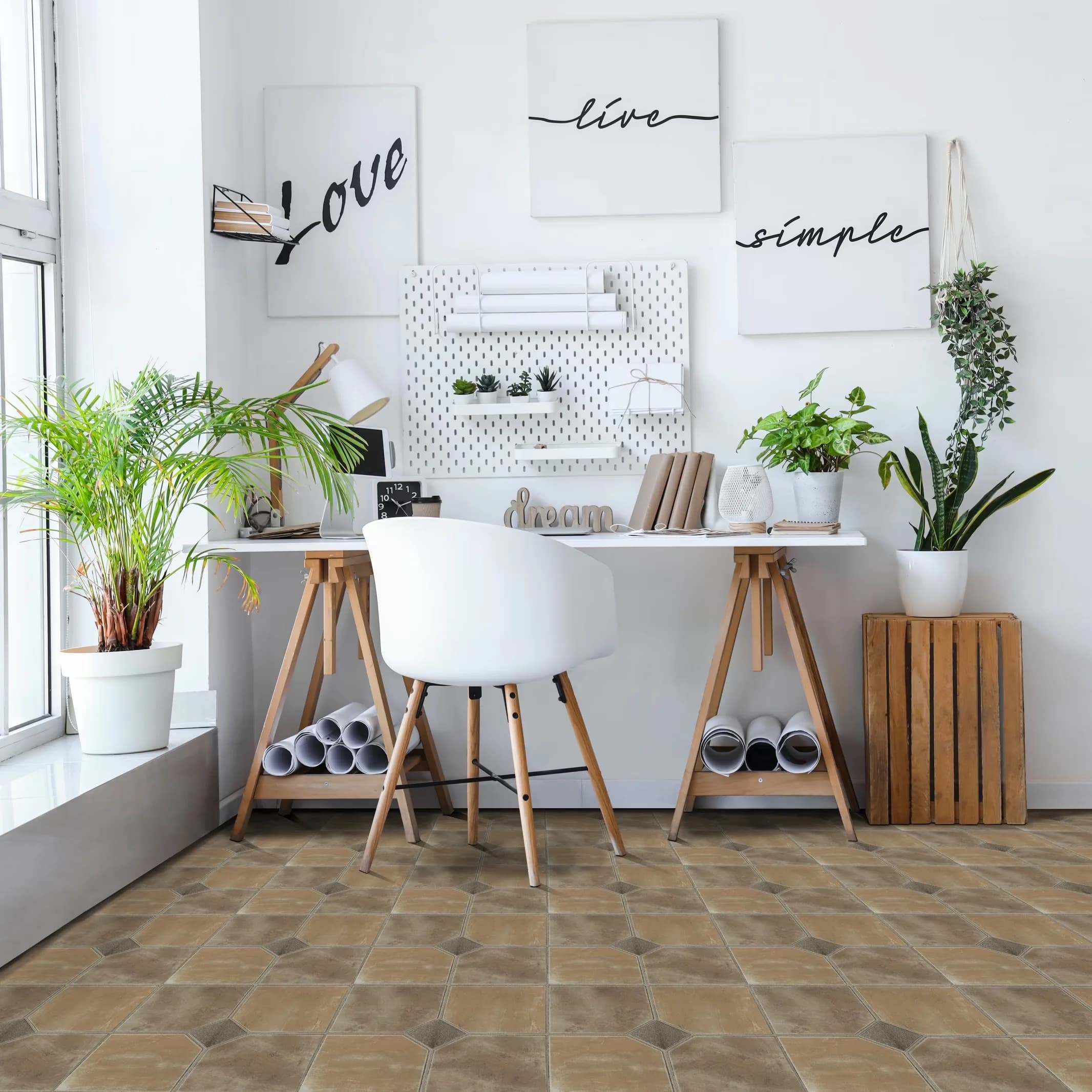 Versatile Grey Vinyl Flooring Vinyl Plank Flooring with Easy Installation, Water-Resistant, Rustic Slate Vinyl Floor Tiles -... Model 117537