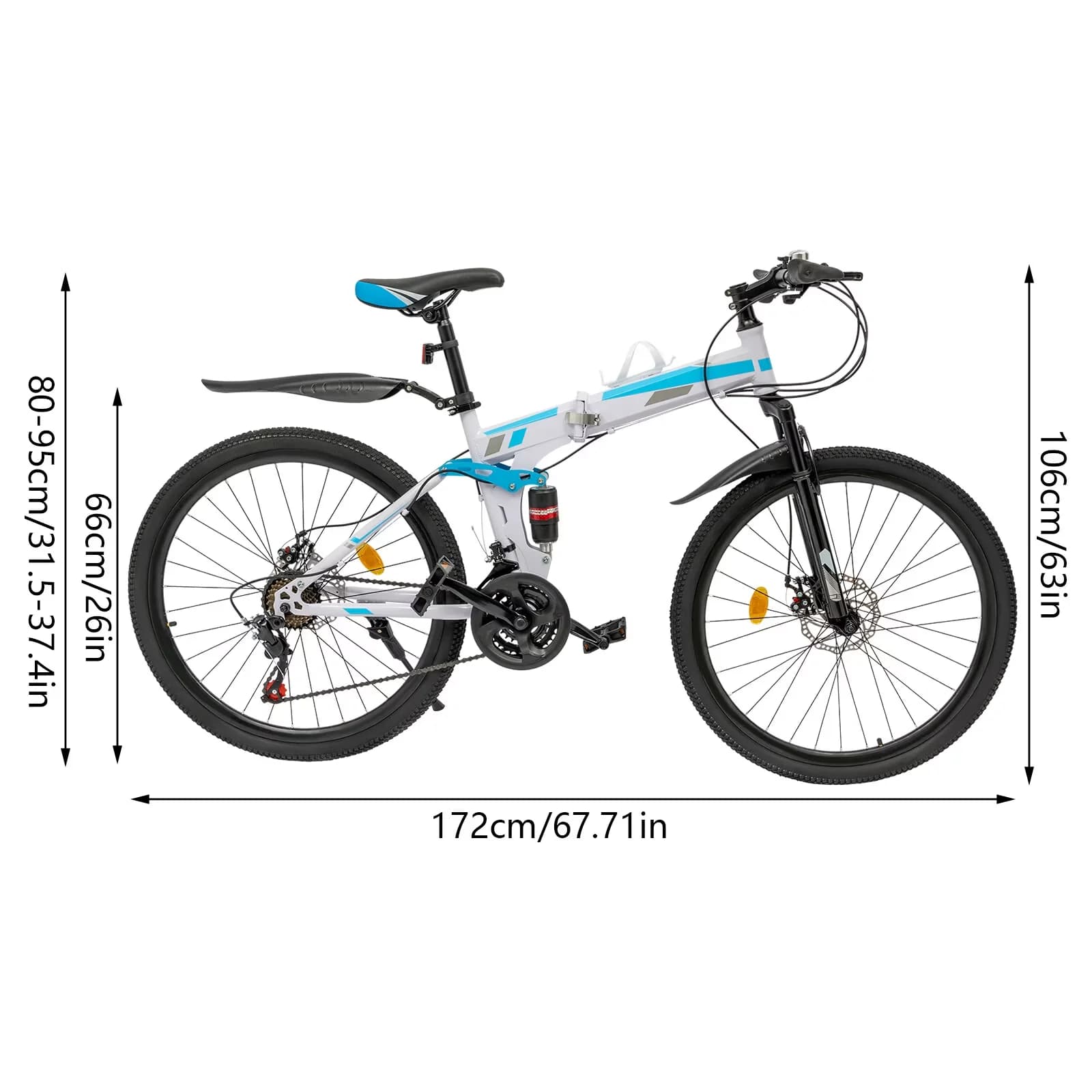 Efficient Mountain Bike with Adjustable Seat, Foldable, Process: Spray Paint - Blue Model 30C886