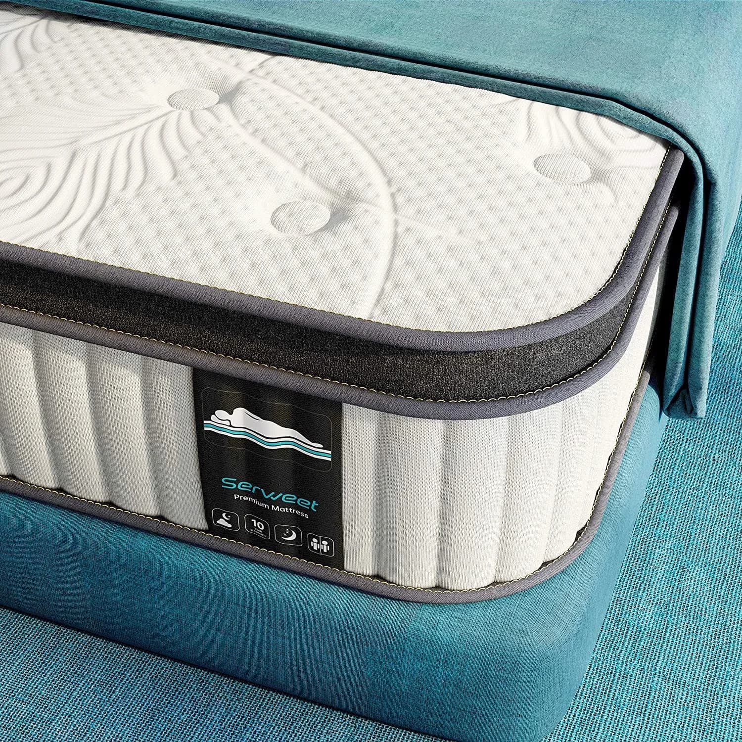 Sleek Mattresses Accessory with Mattress-In-A-Box, Medium Firm Innersprings Mattress - Gray Memory Foam Model BCEEC7