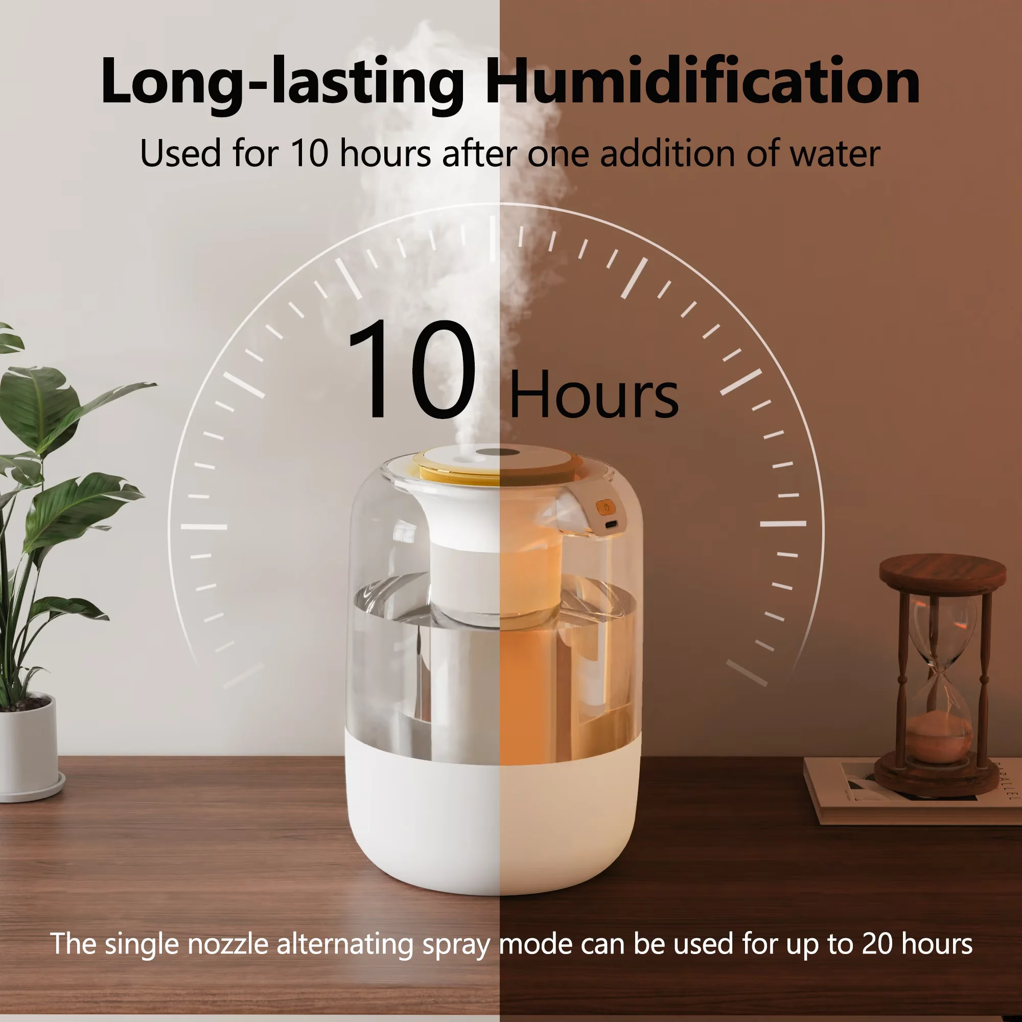 Humidifier Efficient with Water Level Indicator, Variable Speed, Adjustable Humidistat - White for Home Model F0E256