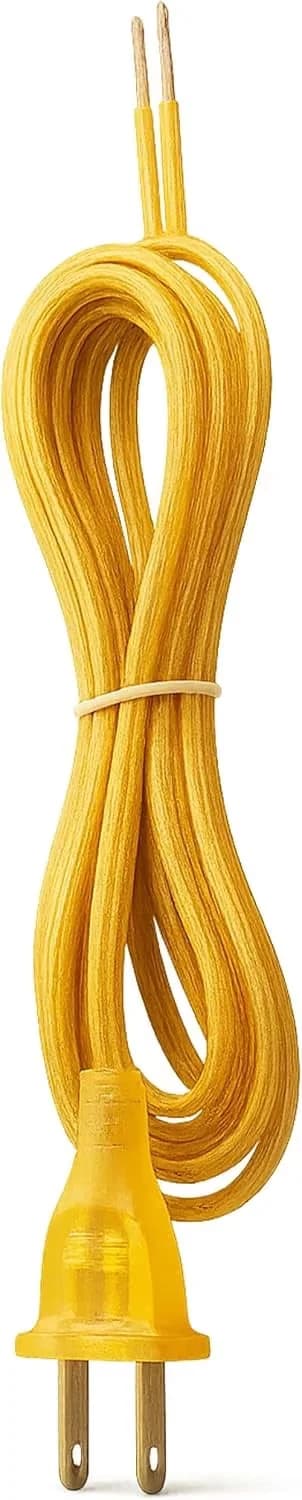 Lamp Set Reliable with Power Cord, 8 Ft 18/2 AWG SPT-1 Replacement Wire - Gold Plastic Model E72BDC