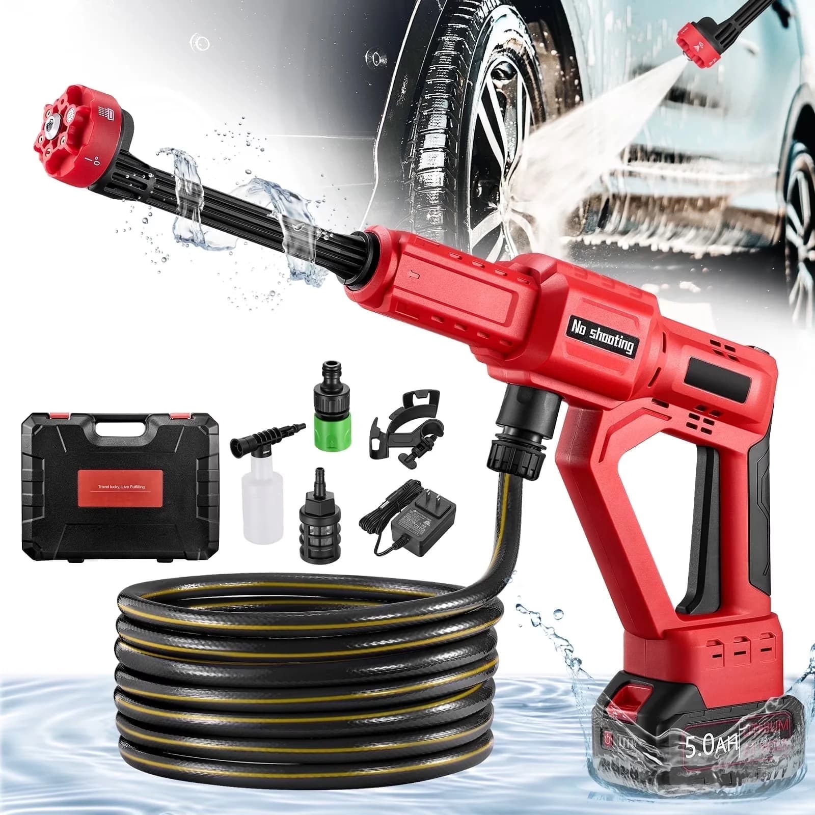 Pressure Washer Modern with Battery, Adjustable Wand, 1060 PSI Cordless for Car, Rv - Model C8243C