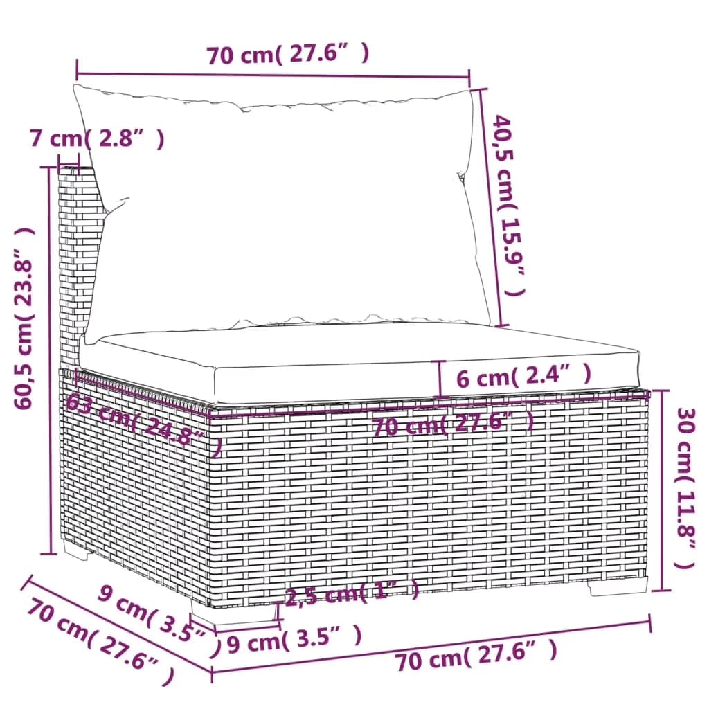 Premium Outdoor Sofas Sectional with Water-Resistant, Modern, Middle sofa: - Brown Model BB3C76