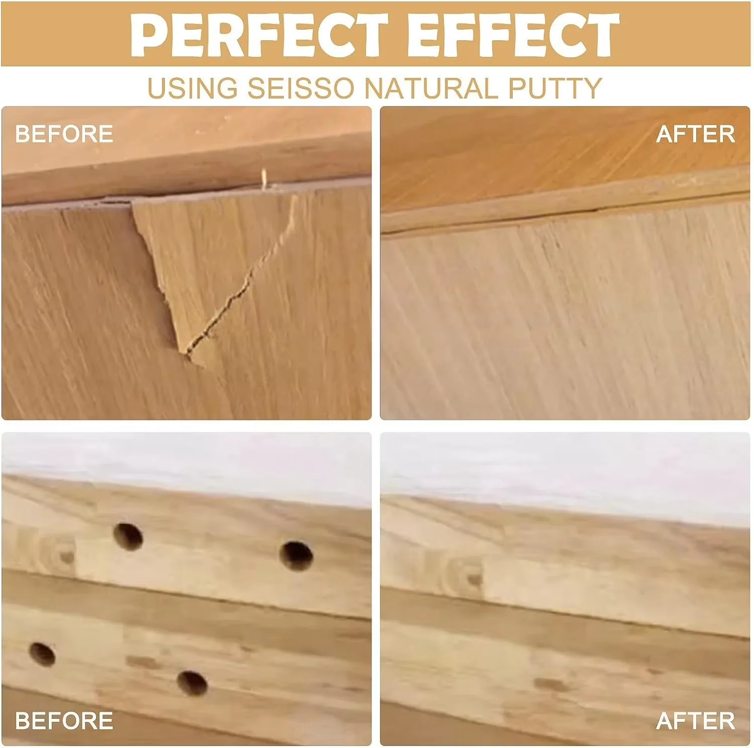 Building Material Compact with Waterproof, Wood Filler, Natural Wood Putty - Off-White 200g/7oz for Outdoor Model 8048E1