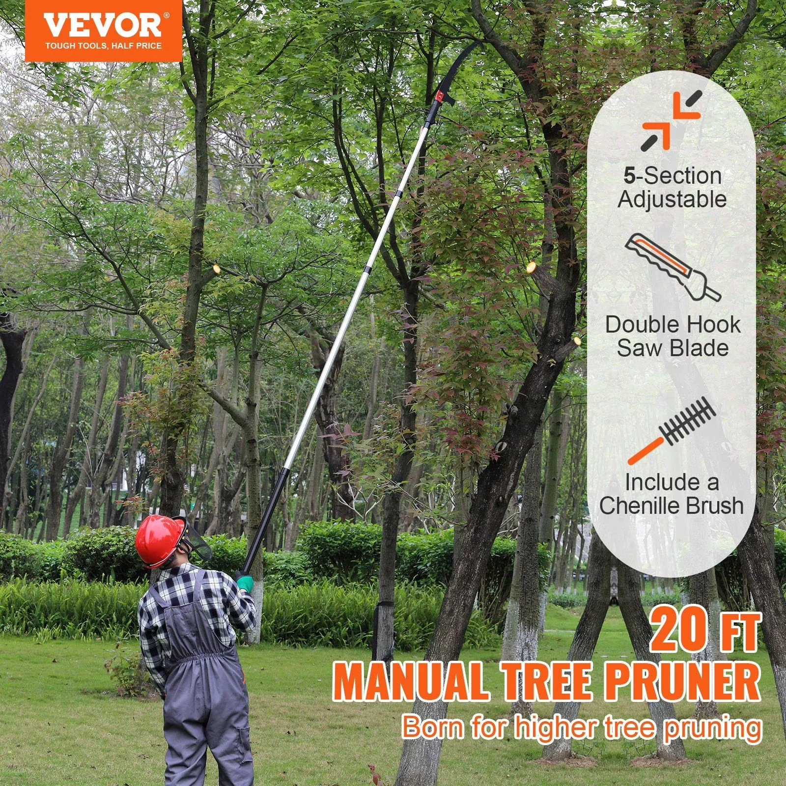 Quality Pole Saw with Telescoping, Ideal, Manual for Garden - Space-Saving Design Model C0995A