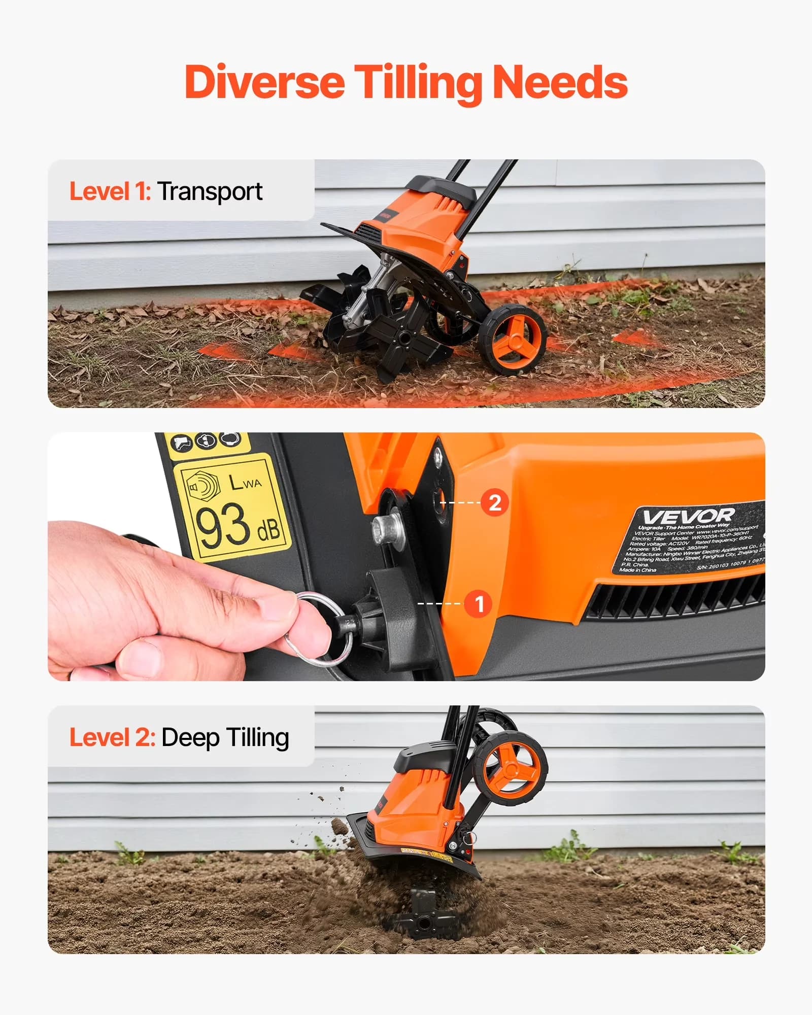 Quality Trillers Cultivator with Steel Tines and Foldable Handle, Corded Electric Tiller, 10-Amp Motor Heavy-Duty Tilling Machine - Model 133476