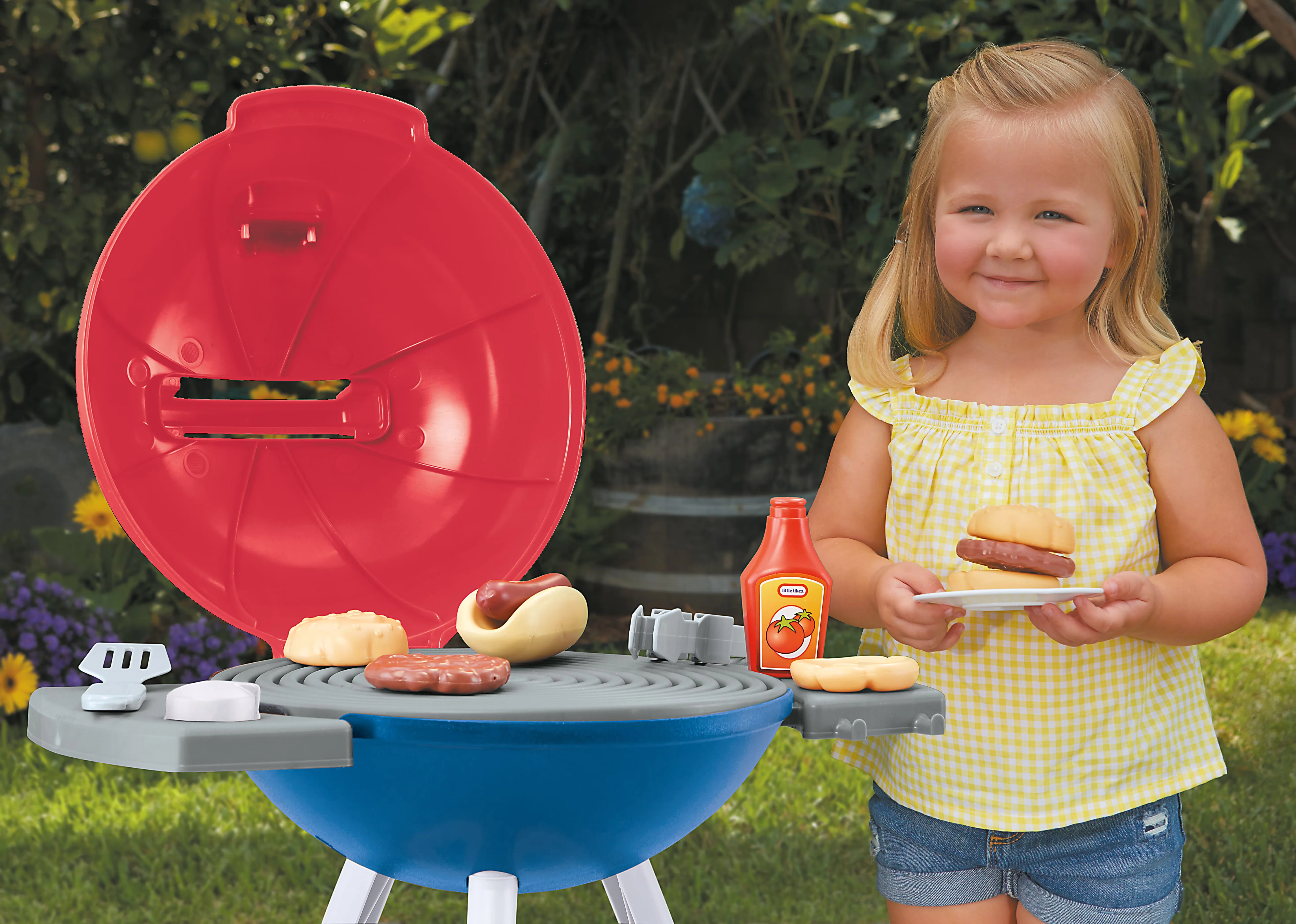 Classic Combo Grill with 14 Accessories, Sizzle & Serve, Red - Plastic, Resin Blue Model 99B32F