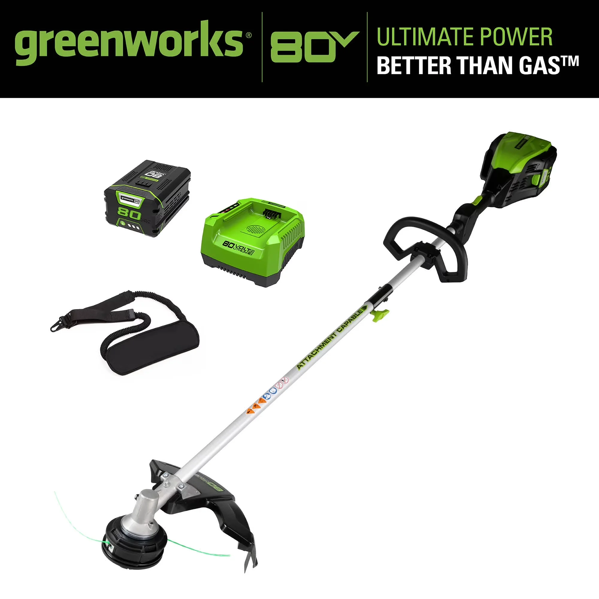 Innovative String Trimmer with Battery, 80V, Battery and Charger Included - Green Model CE9098