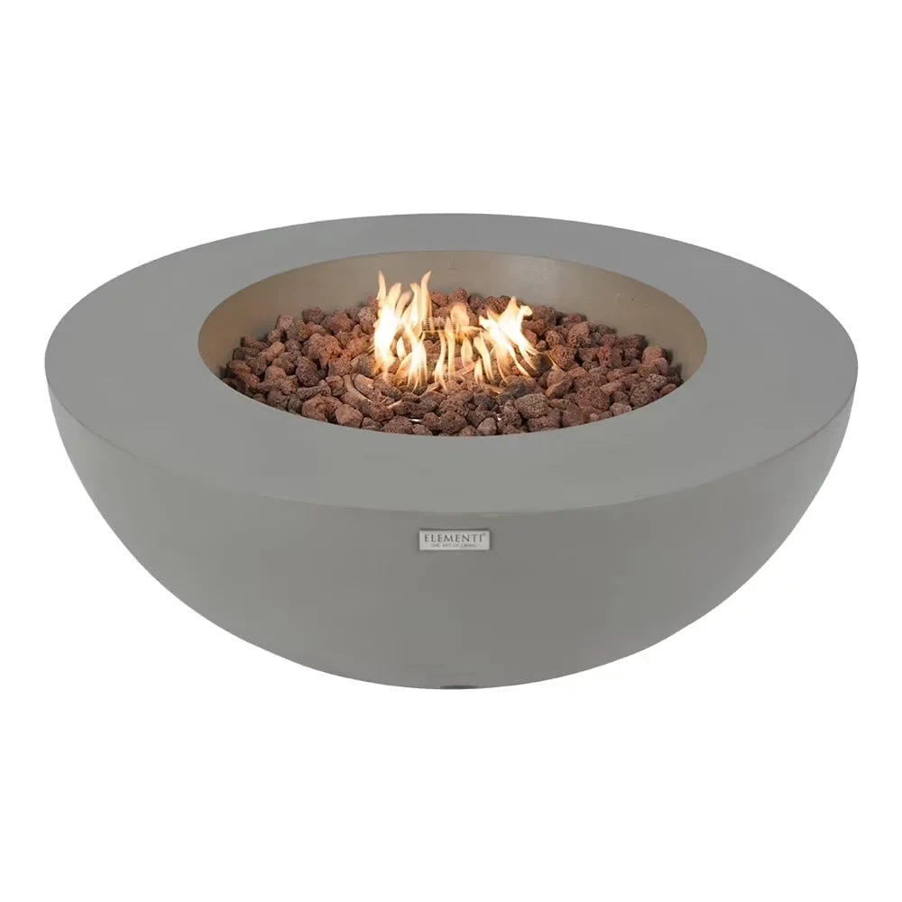 Stylish Outdoor Heating with Electronic Ignition, Elementi Lunar Propane Fire Pit - Gray Concrete - Propane for Outdoor, Patio Model C2DC5A