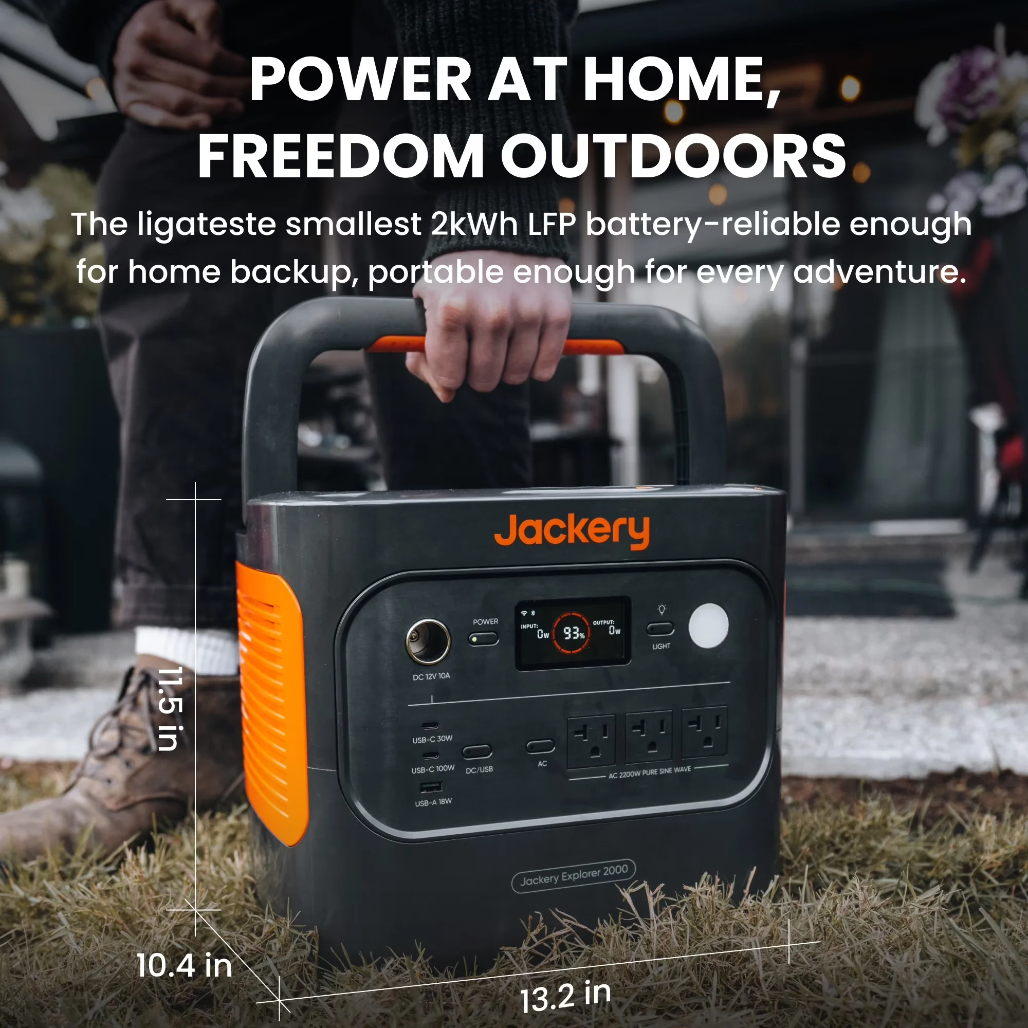 Innovative Generator with 200W, Usb Port, 2036Wh LiFePO4 Home Backup Battery - Black Model 4F913D