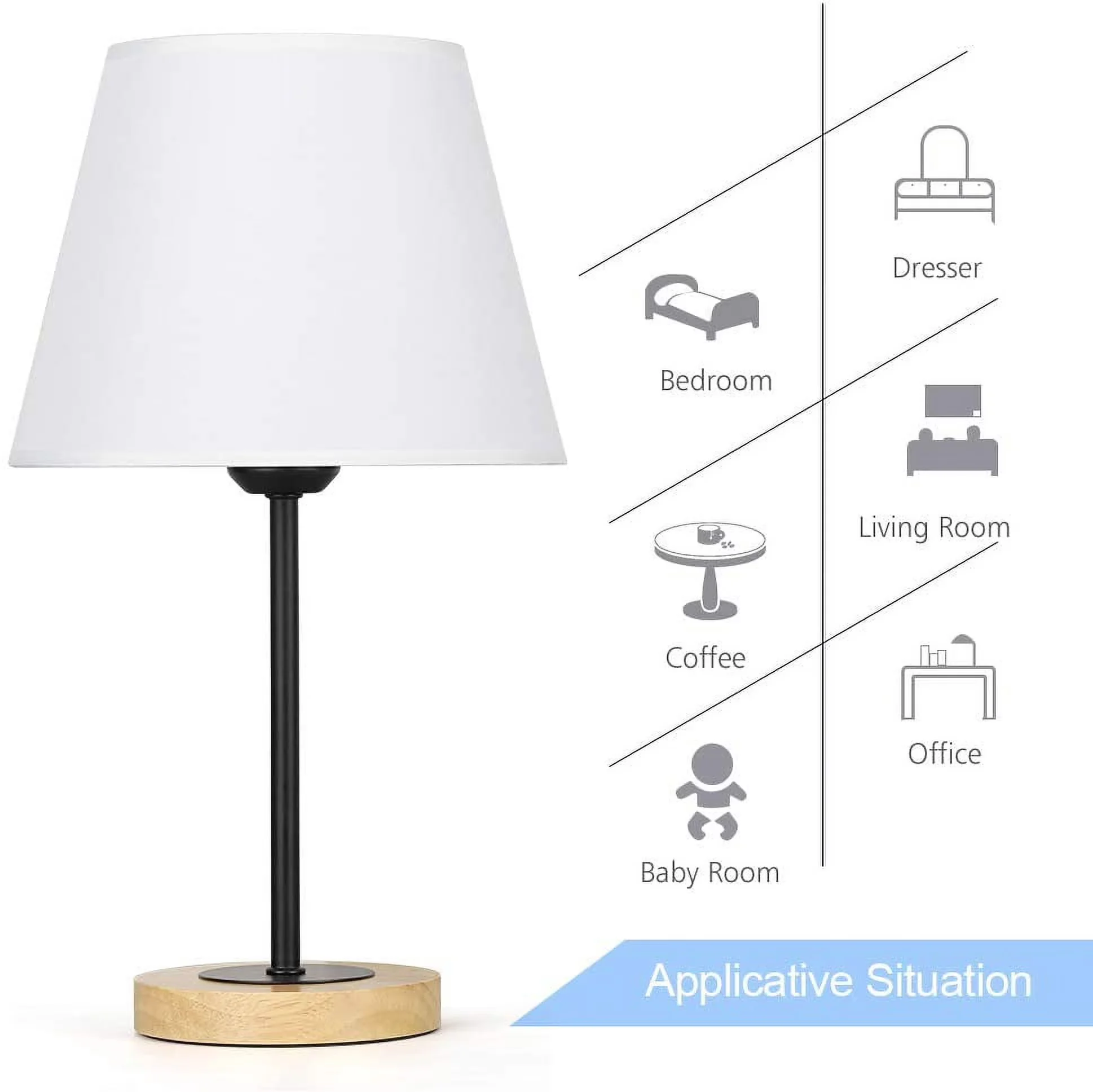 Durable Table Lamp with LED, Modern, Black - Black Wood, Metal - Modern Design Model DCBCF2
