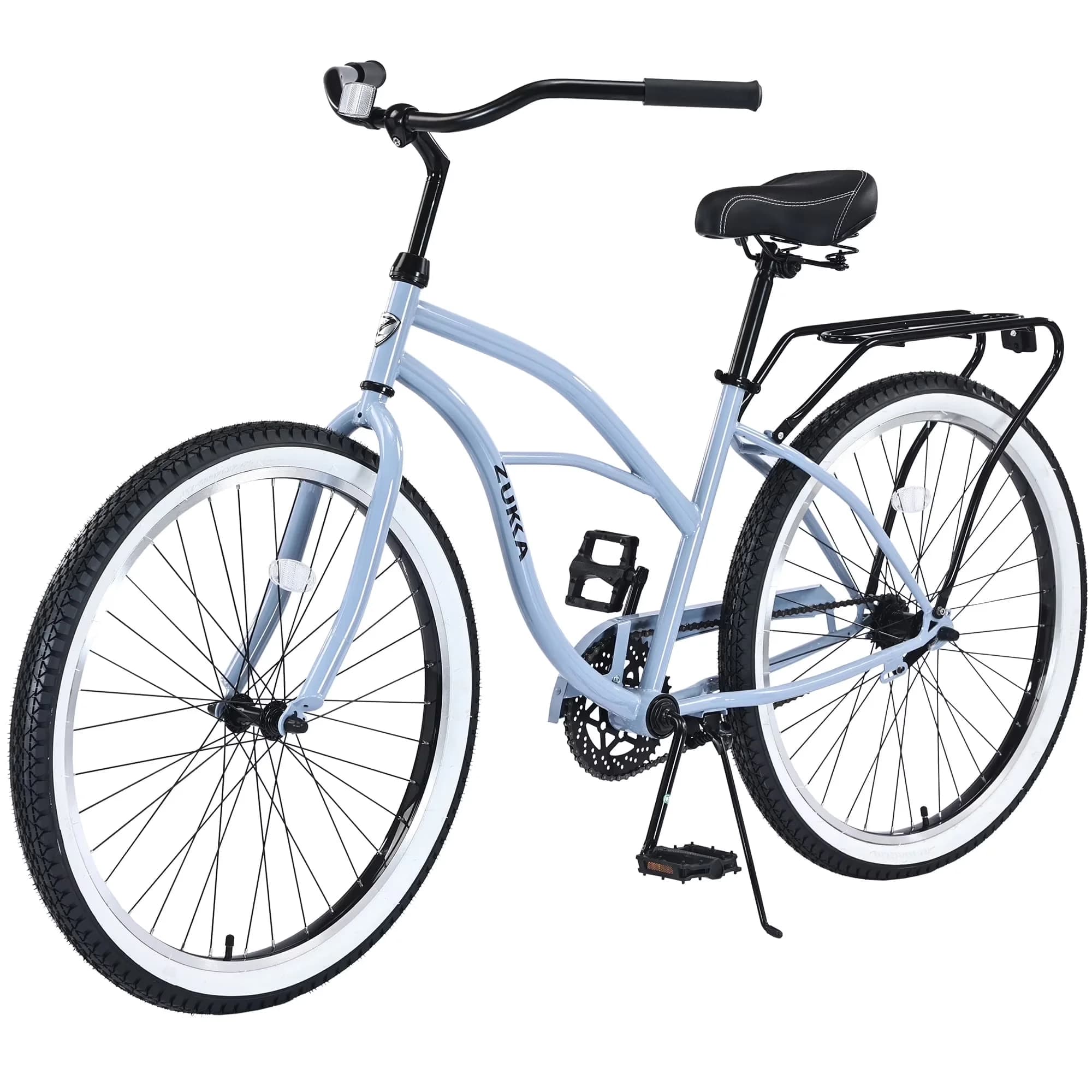Modern Cruiser Bike with Adjustable Seat Height, 26" Steel Frame Beach Bicycle - Blue Model B07FDF