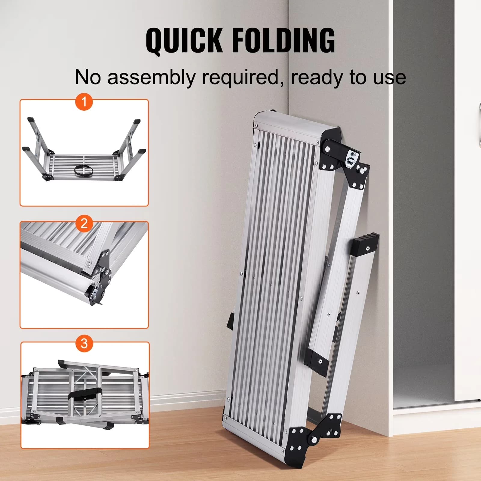 Classic Toolstorage with Heavy-Duty, Aluminum Drywall Stool Ladder, Ideal - Aluminum Silver Model 07A38B