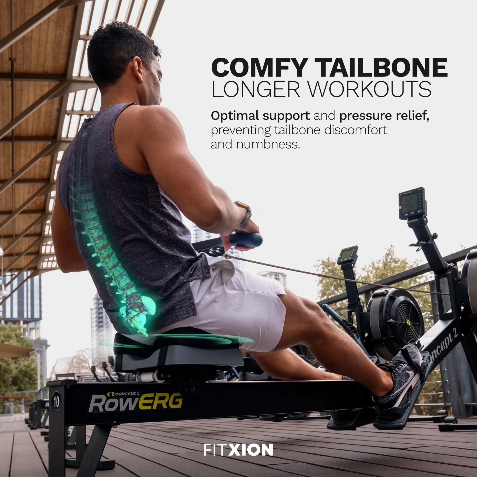Home Gym Accessory Compact with Lightweight, Rowing Machine Seat Cushion - Black Memory Foam Model DC887E