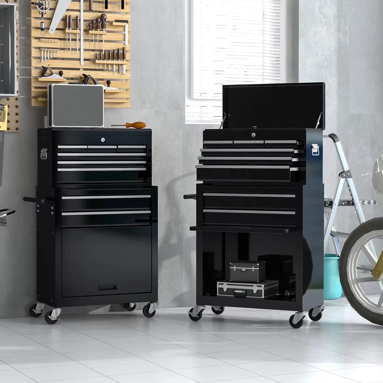 Essential Toolstorage with Rolling, Heavy-Duty, Portable - Black Alloy Steel Model F7192D