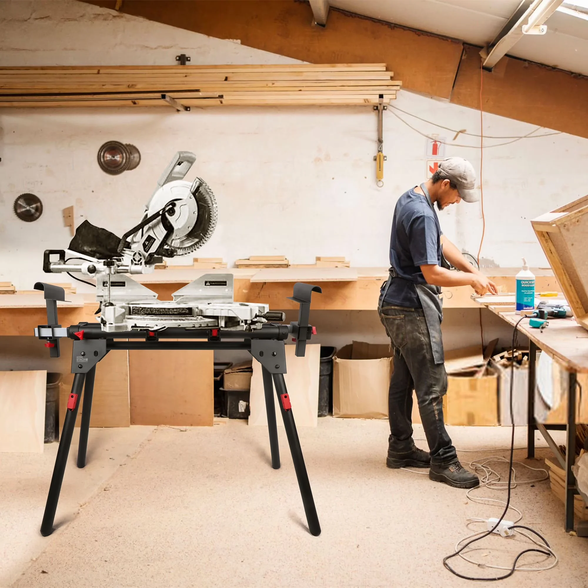 Essential Woodworking with Retractable, Quick Release, Supports 10' Boards - Steel Model BC6307