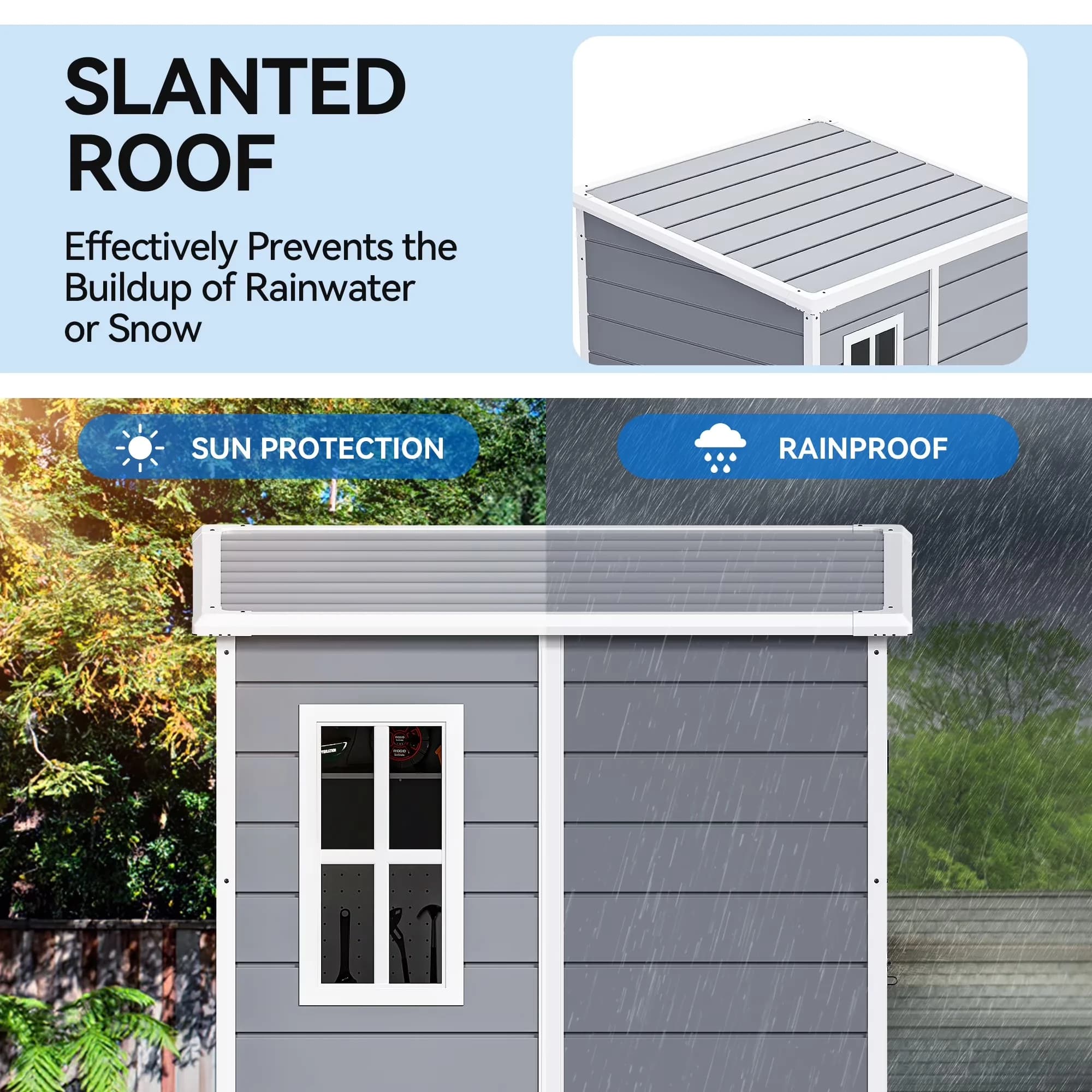 Modern Shed with Waterproof, Resin Large Storage, 5x4 FT Resin Outdoor Storage - Resin Model 420FFA