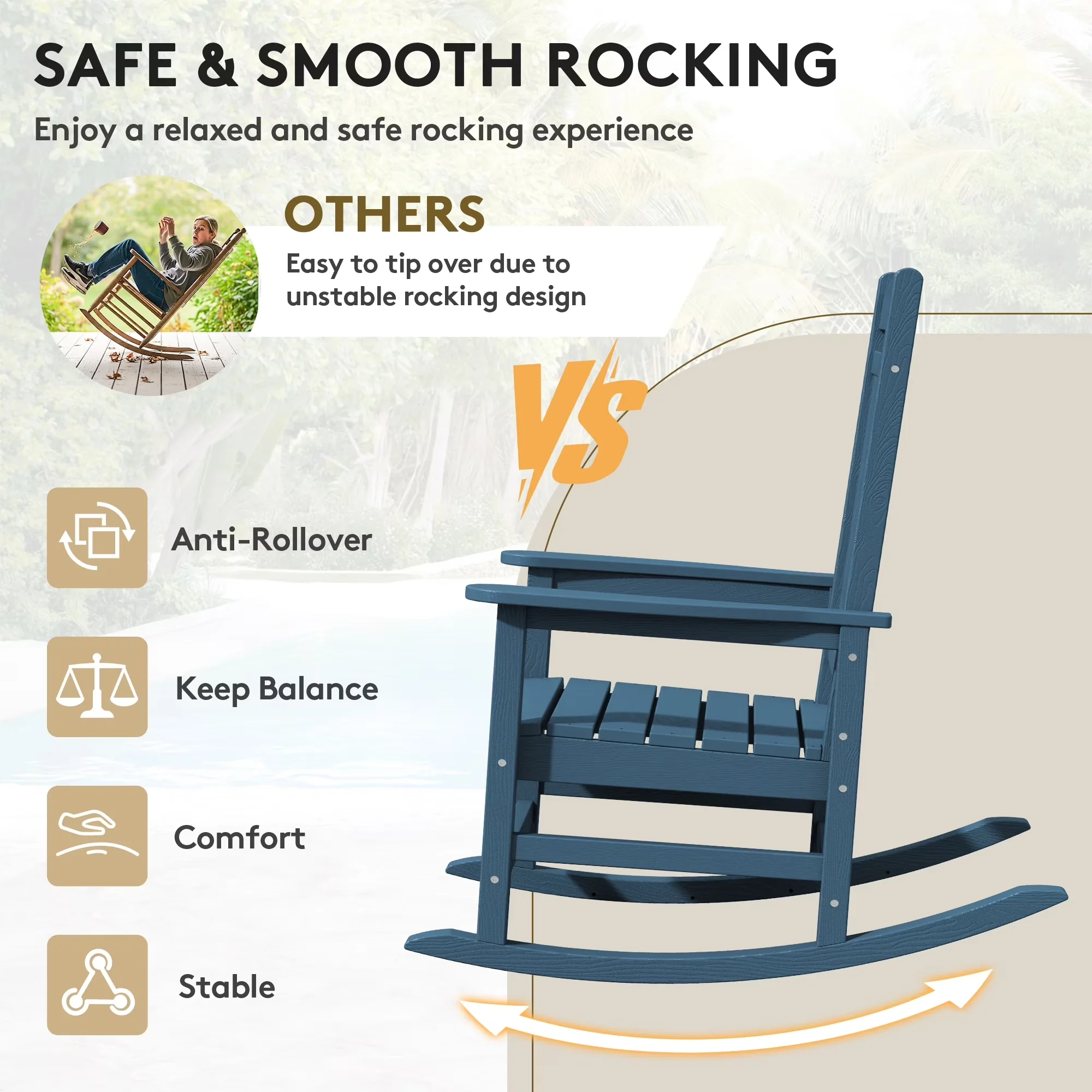 Patio Chair Professional with Stain Resistant, Weather-Resistant - Blue Hdpe Model 71DE36