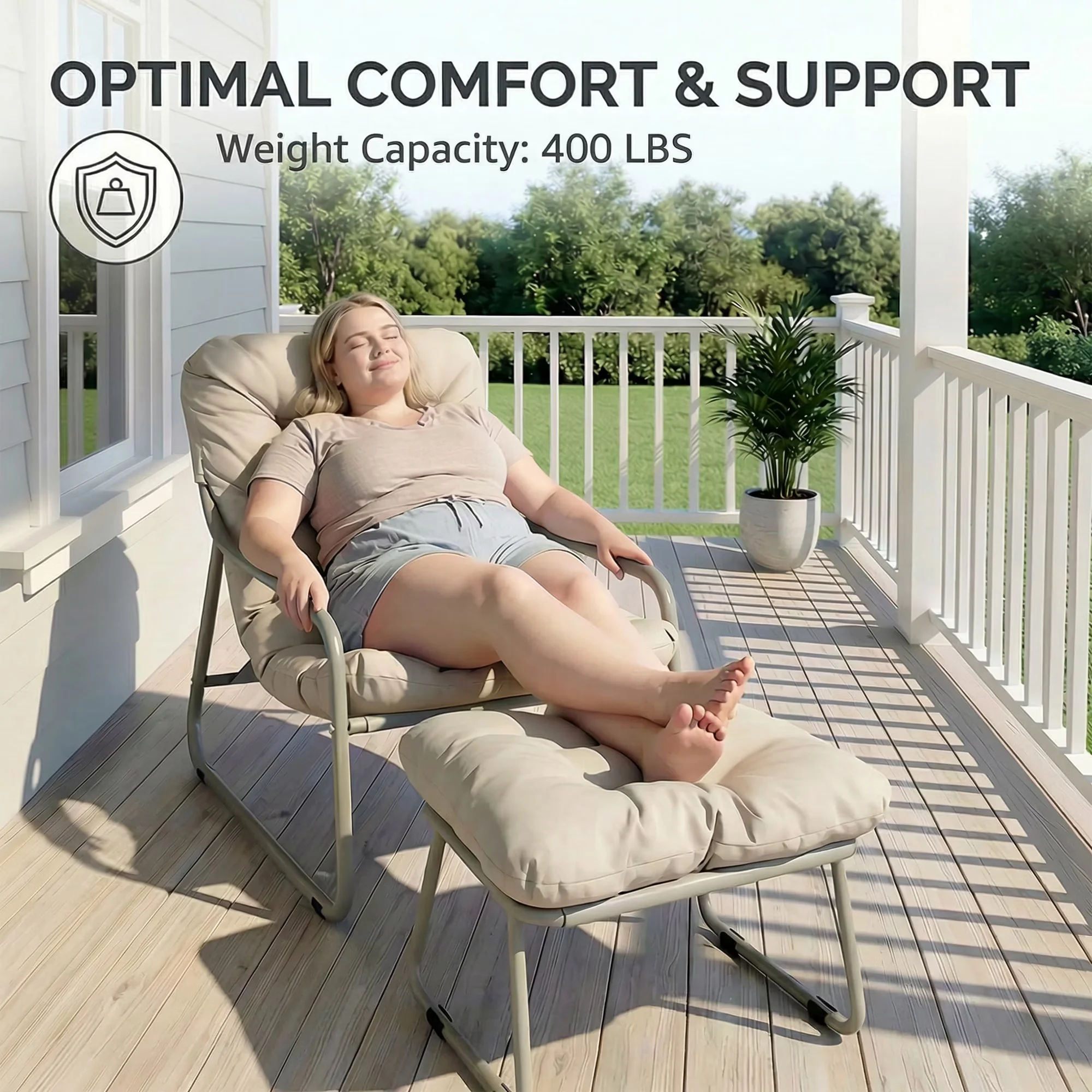 Patio Chair Versatile with Weatherproof, Heavy Duty 400lbs, Lounge - Quality Construction Model 37B3D3