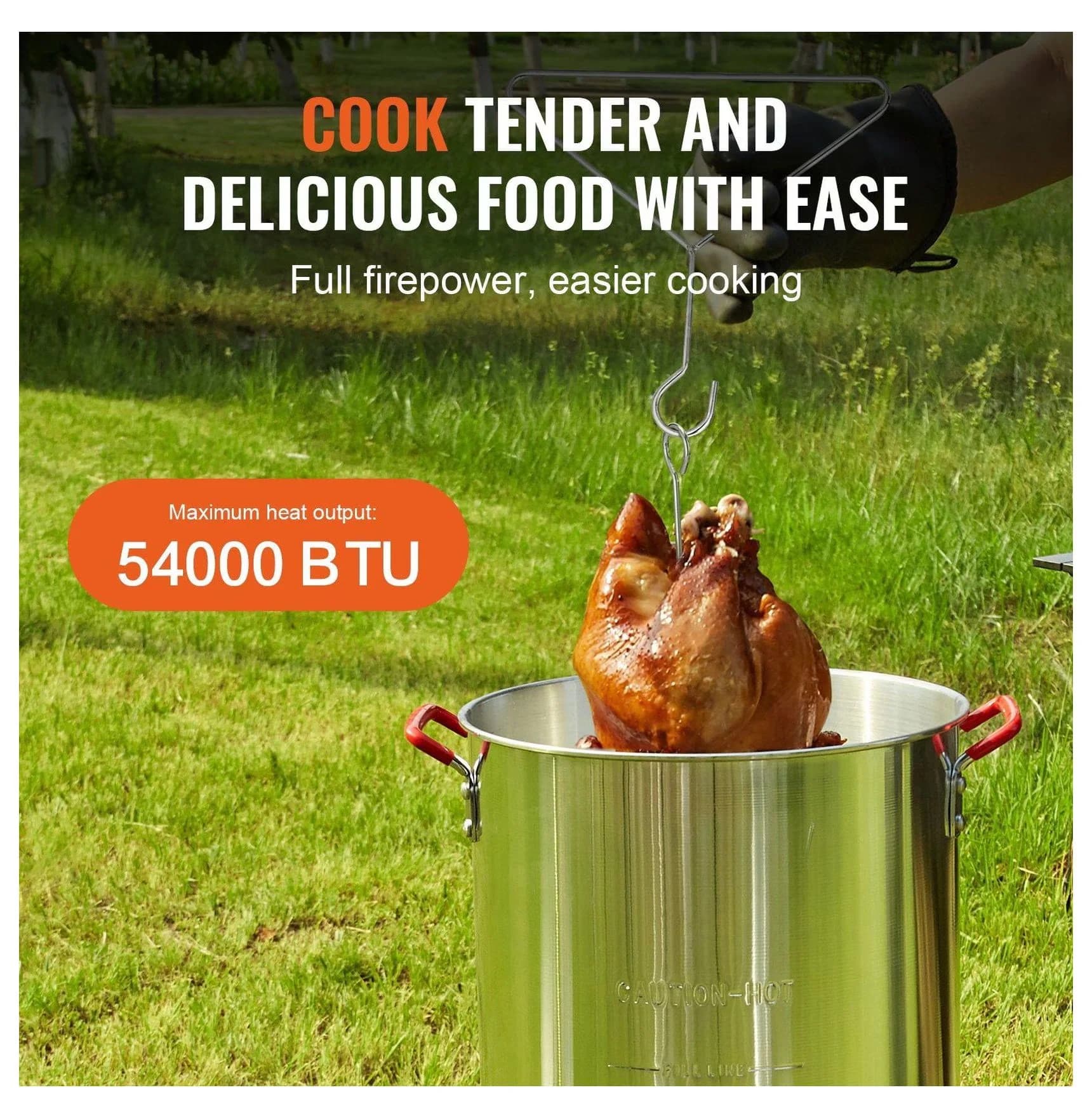 Outdoor Fryer Efficient with 54000 BTU, Thermometer, Rack - Aluminum Multicolor Model A0307E