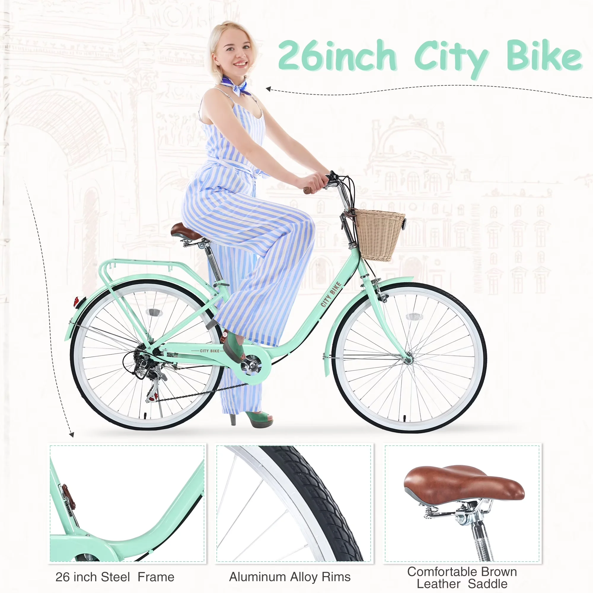 Innovative Road Bike with Adjustable Seat Height, Adjustable Height - Green Model 1EF93F