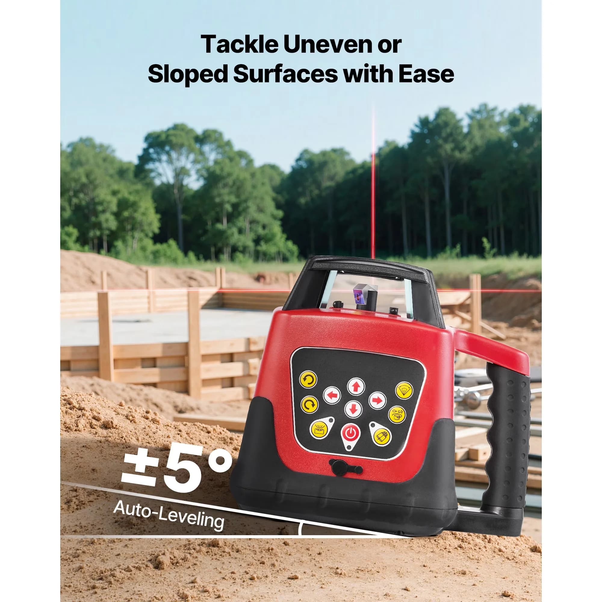 Measuring Layout Reliable with Battery, Adjustable, Rotary Laser Level Kit - Model CFFF67