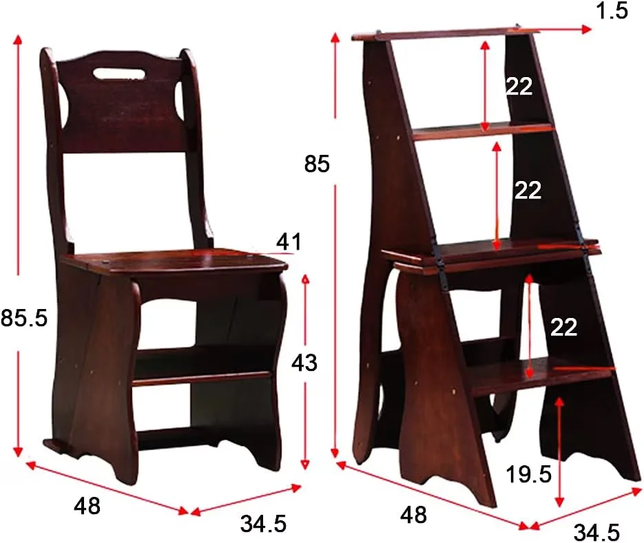 Quality Ladders And Step Stool with Foldable, 4-Step Dual Purpose Stepladders - Abs, Wood for Home Model 1160BC